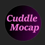 Das violett-schwarz verlaufende Markenlogo von Cuddle Mocap – ein Zeichen, das für die virtuellen Charaktere und Motion-Capture-Arbeiten des Creators steht.