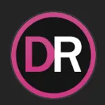 Das runde pink-schwarze Markenlogo von Desire Room – ein Icon, das für die virtuellen Charakterarbeiten und Serienvideos der Marke steht.