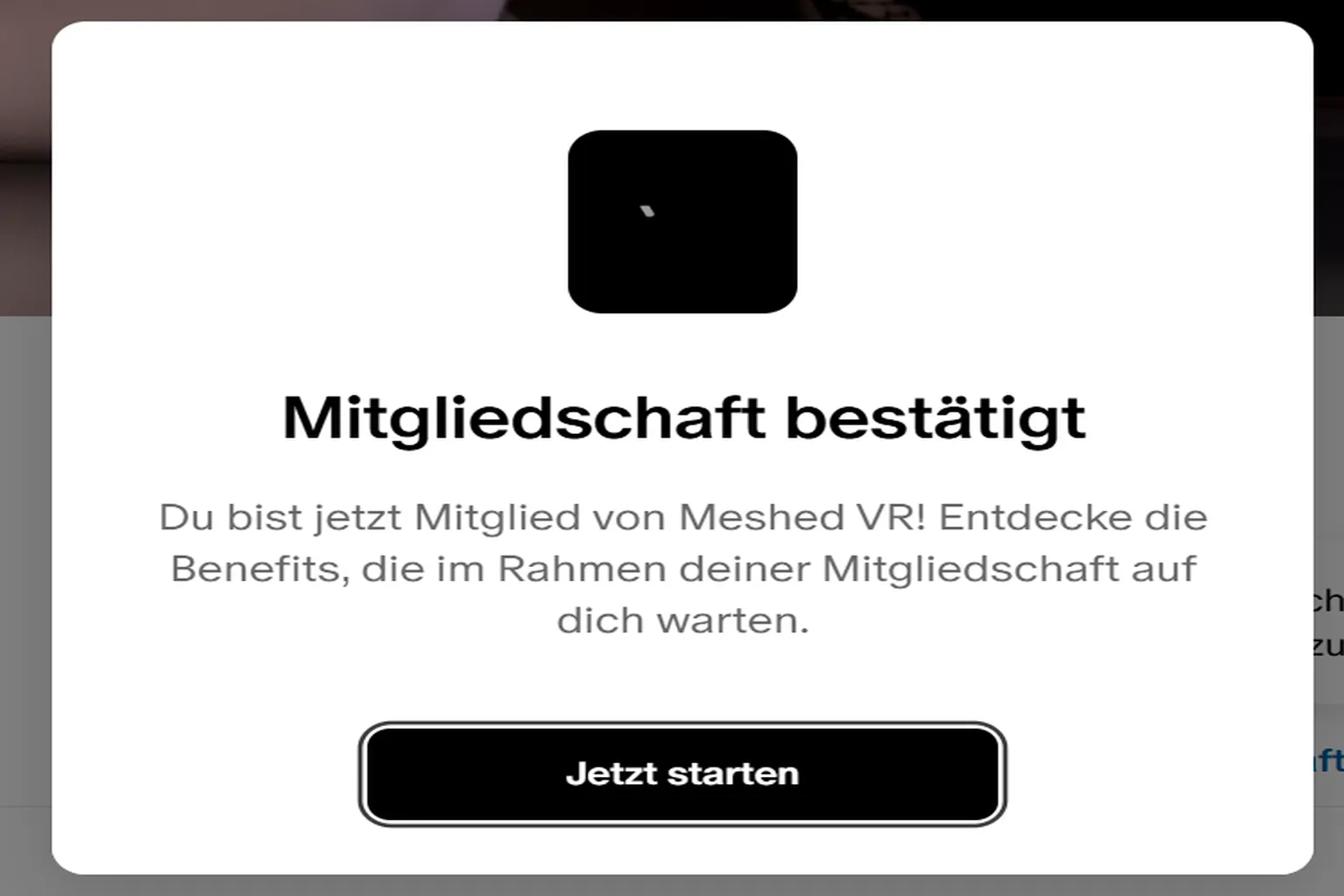 Sobald das Abo abgeschlossen ist, wird dein VAM-Mitgliedsstatus verifiziert und die Seite zeigt an, dass dein Konto bereit ist.
