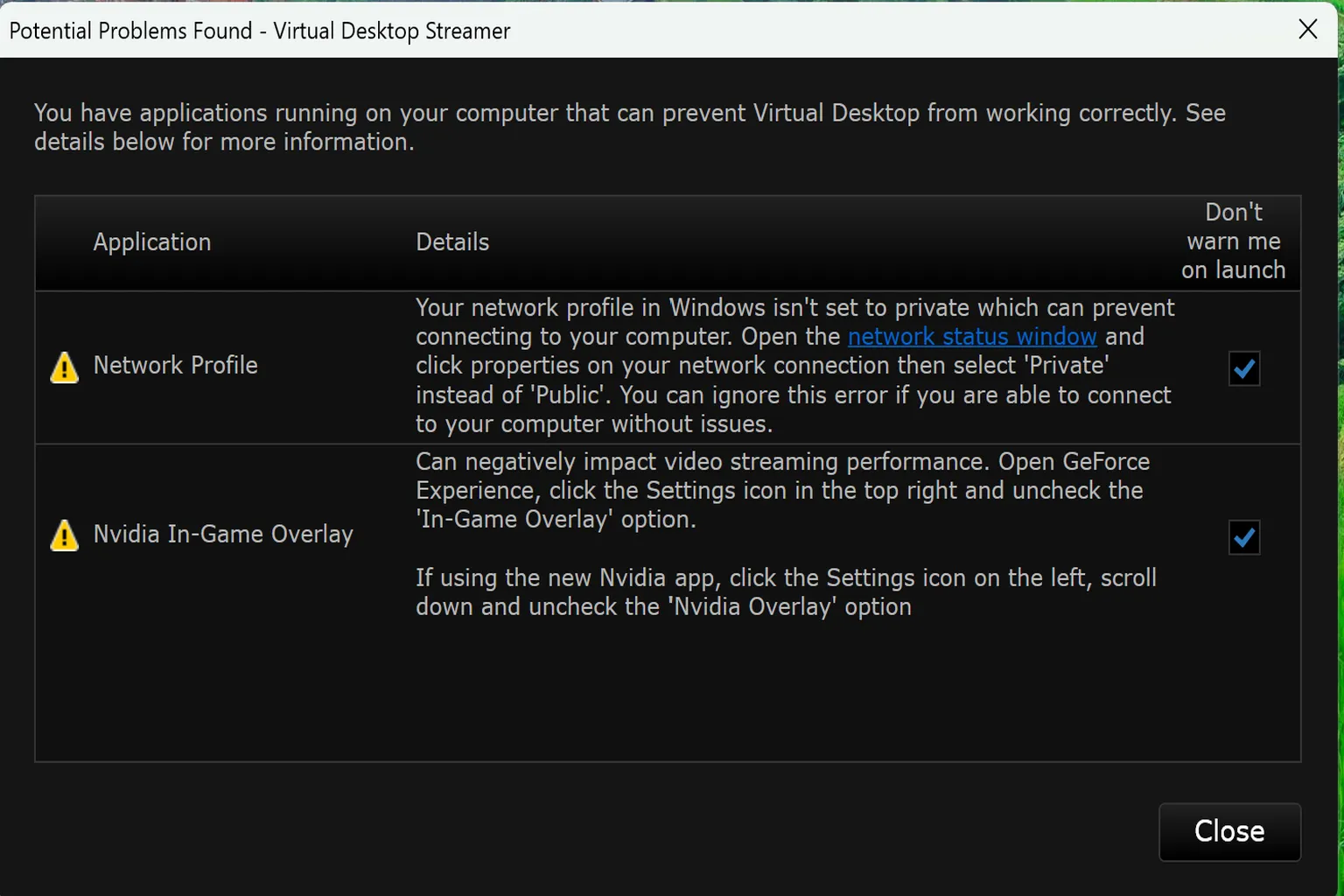 Wenn Virtual Desktop eine Warnung anzeigt, dass es ein Problem mit dem Streaming zwischen PC und Headset gibt, solltest du deine Einstellungen und die Verbindungsumgebung überprüfen.