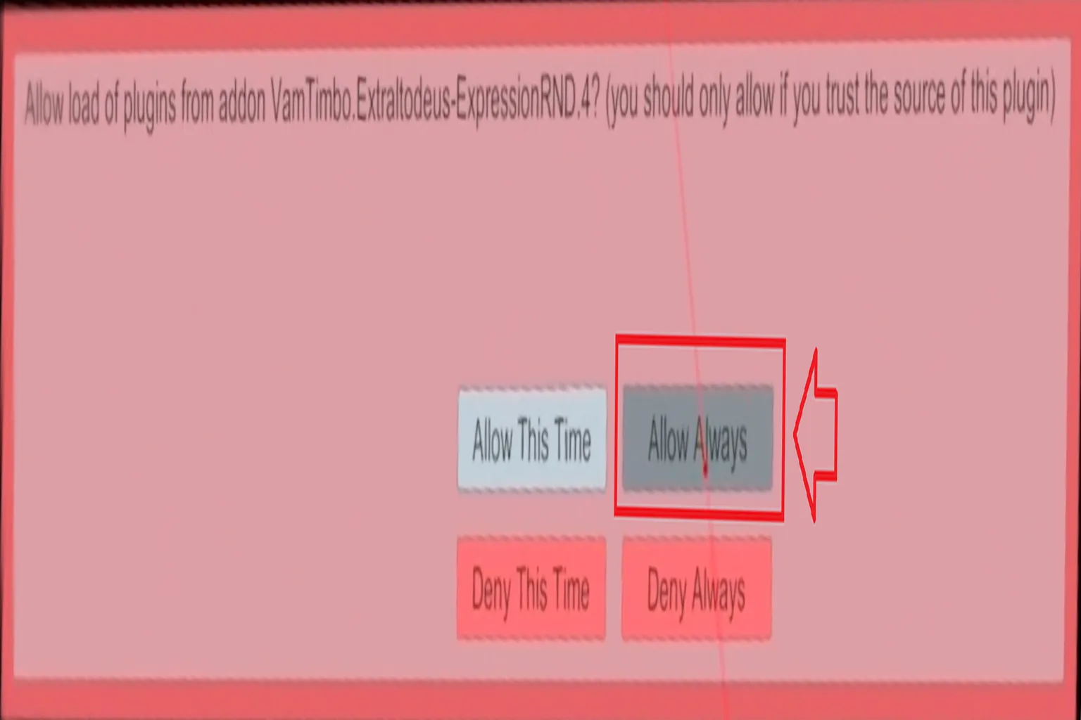 Beim Aktivieren eines Moduls kann eine Berechtigungsabfrage erscheinen. Wenn das Modul aus einer vertrauenswürdigen Quelle stammt, kannst du Allow Always auswählen.