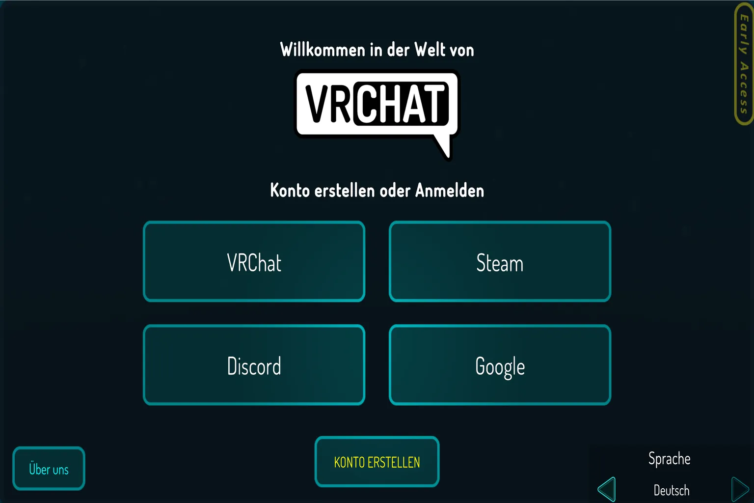 VRChat-Loginbildschirm der Steam-Version mit Eingabefeldern für Benutzername oder E-Mail-Adresse sowie Passwort.