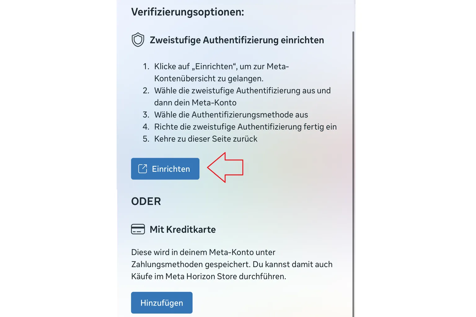 Nach der Verifizierung des Developer-Kontos erscheint eine Meldung, dass du die Zwei-Faktor-Authentifizierung in den Meta-Kontoeinstellungen aktivieren sollst