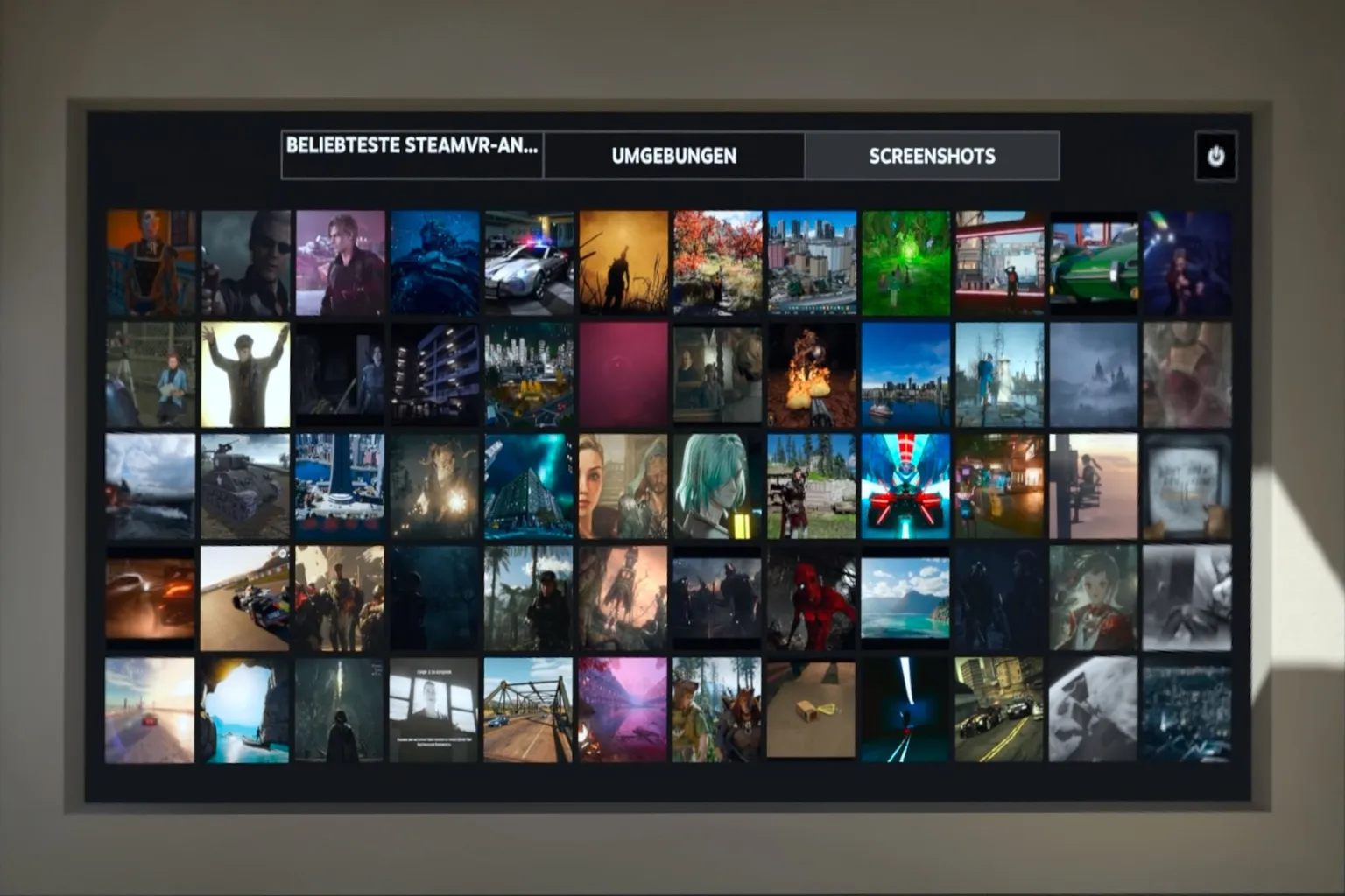 Auf der SteamVR-Seite der Kategorie „Screenshots“ wird eine Galerie mit von Nutzern geteilten In-Game-Screenshots angezeigt.