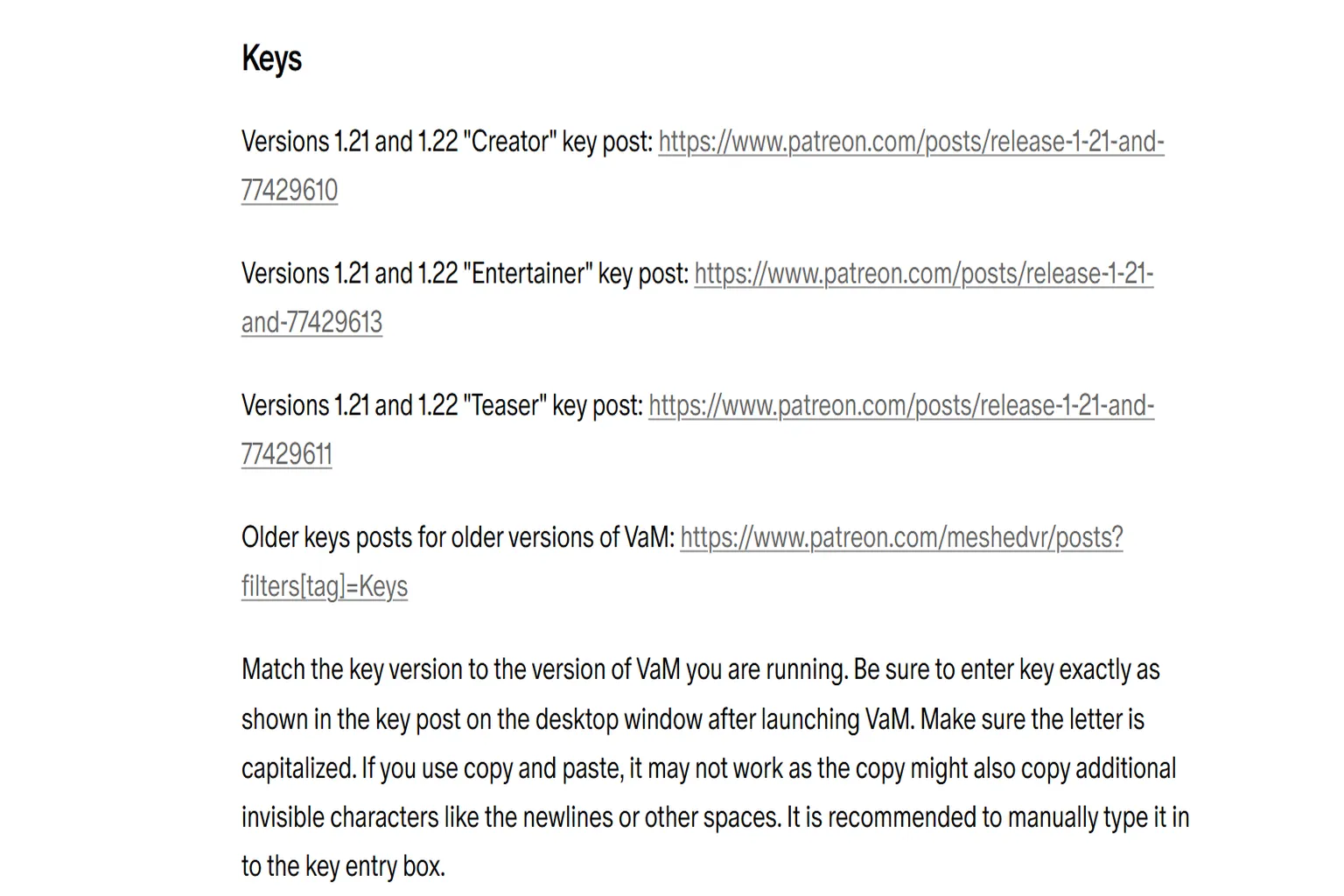 Im VAM Hub klickst du auf My Downloads & Keys, um deine Aktivierungsschlüssel zu prüfen.