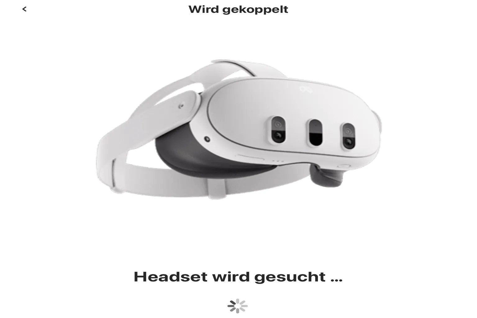 Das Headset wurde erfolgreich mit dem Smartphone gekoppelt, und der Bildschirm zeigt an, dass die WLAN-Einrichtung und die Erstkonfiguration fortgesetzt werden können.