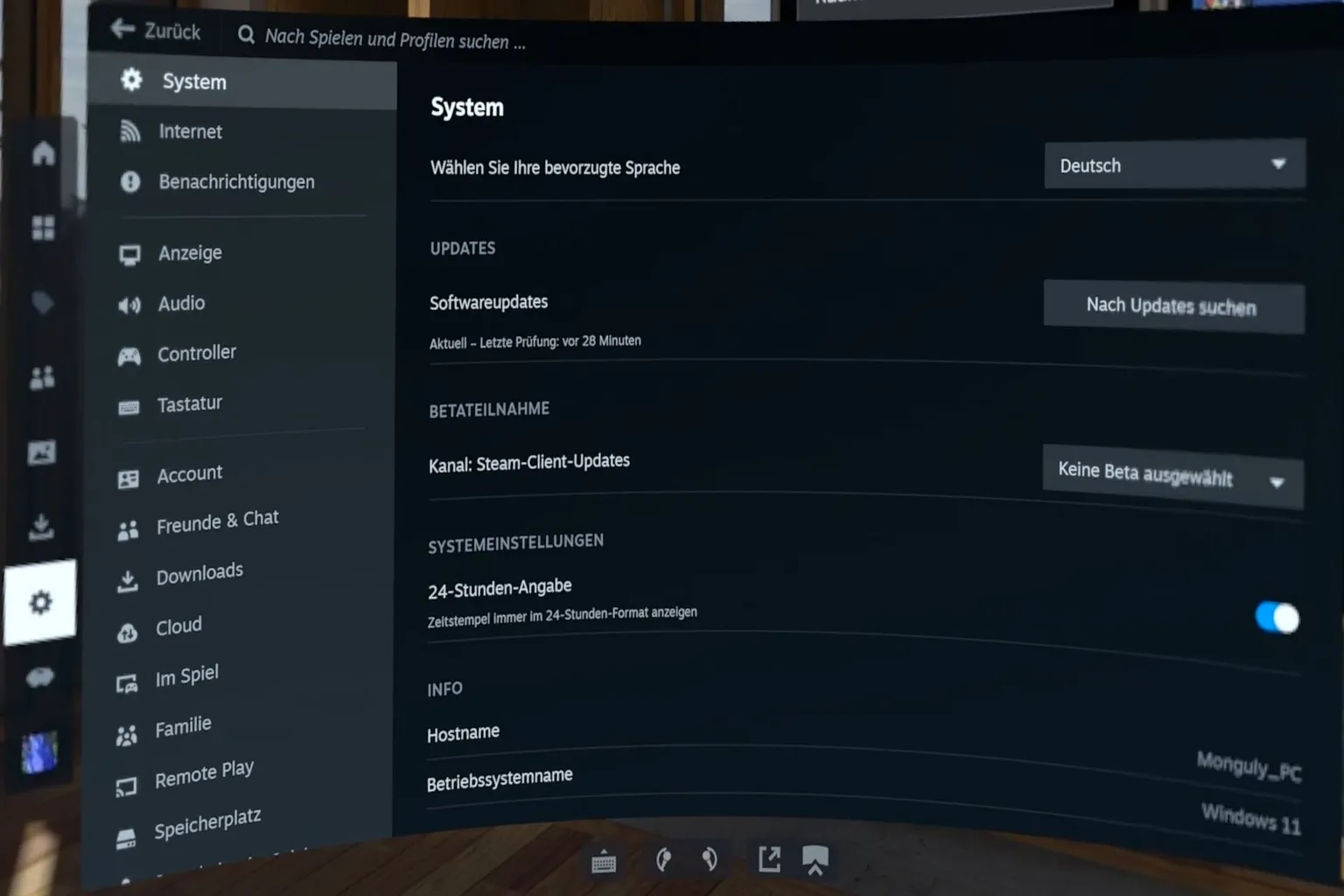 In den SteamVR-Einstellungen unter dem Tab „Allgemein“ kannst du die Bildwiederholrate anpassen und verschiedene Funktionen ein- oder ausschalten.