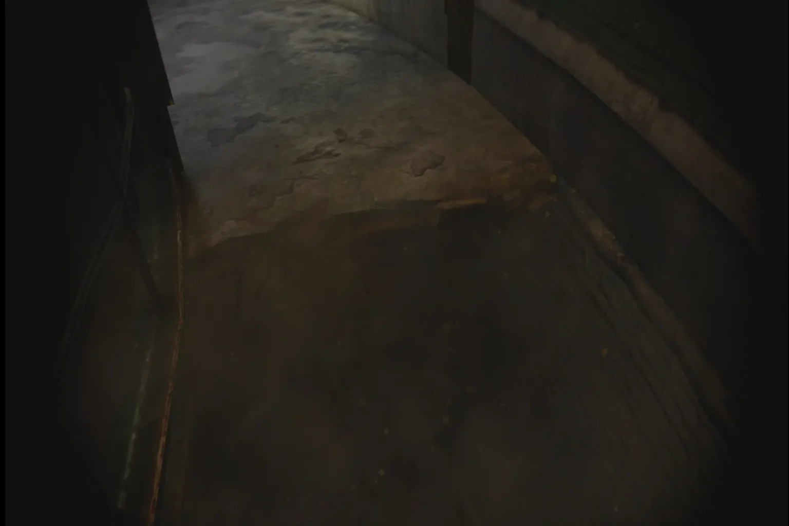 Beschädigter Boden in einem dunklen Flur von Ghost Town als Teil eines Rätsels