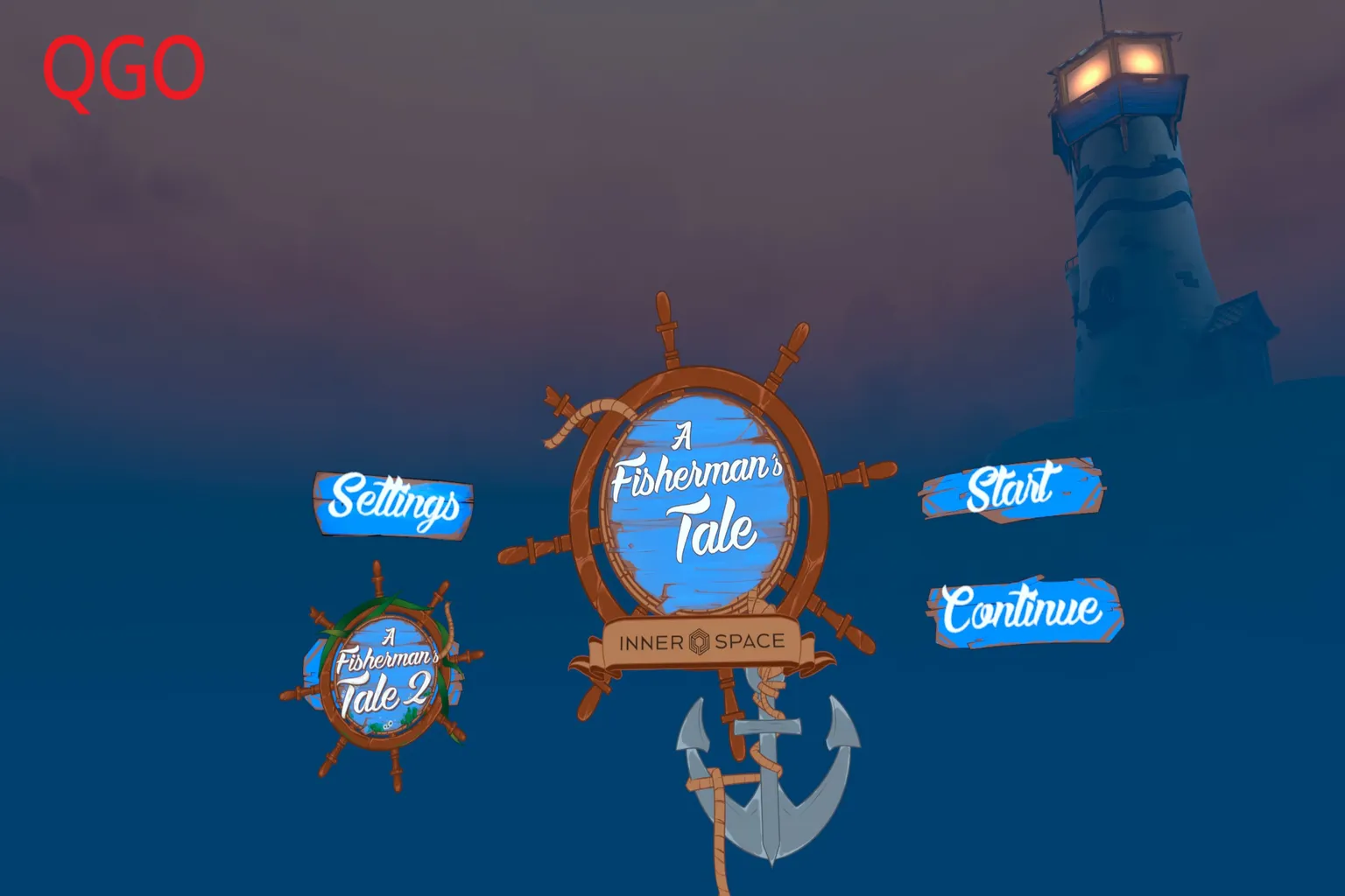 A Fisherman’s Tale Hauptmenü nach der QGO-Optimierung mit klarerer Menüansicht und QGO-Markierung