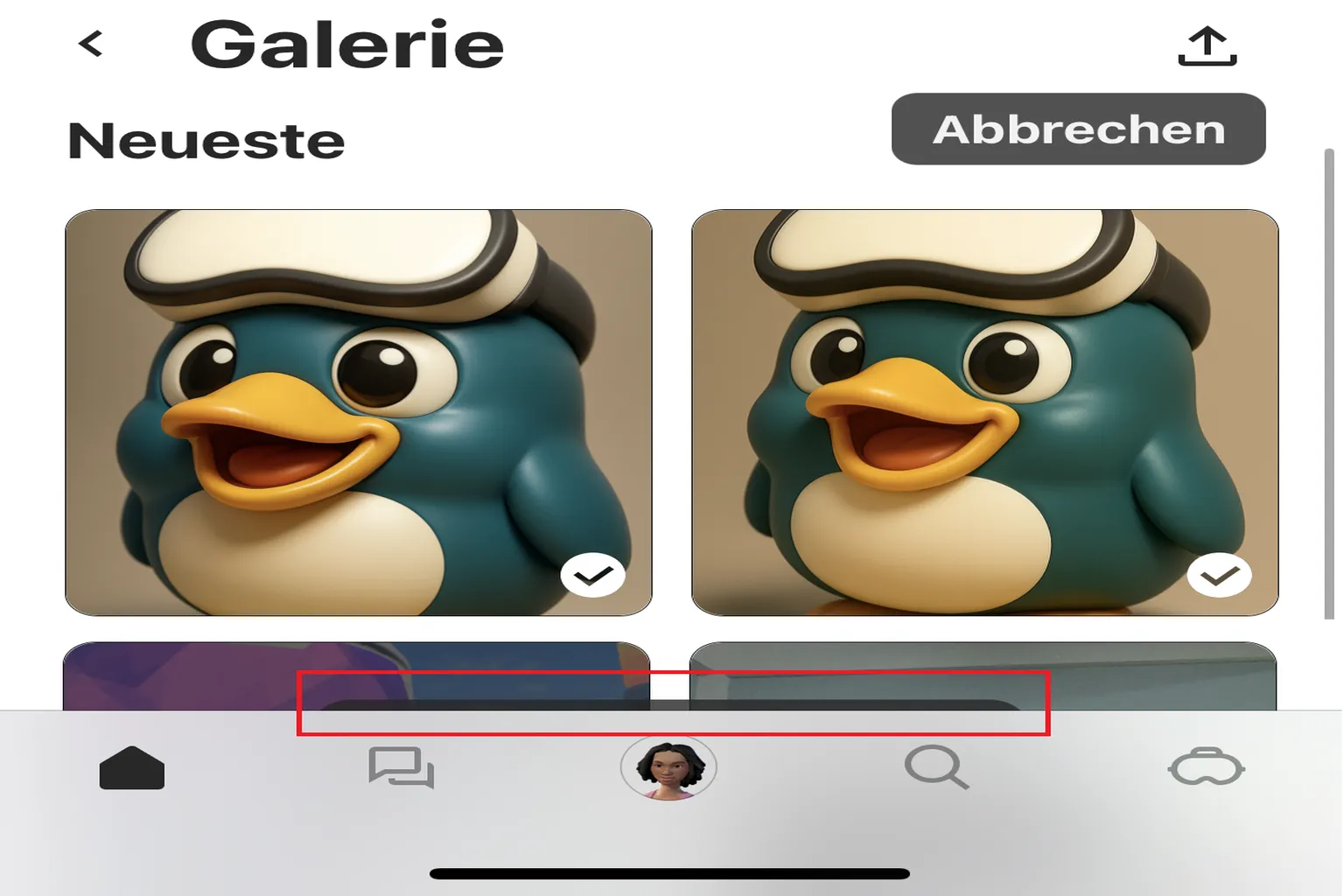 Meta Horizon Galerie nach einem Update, bei der die Download-Schaltfläche unten teilweise verdeckt ist