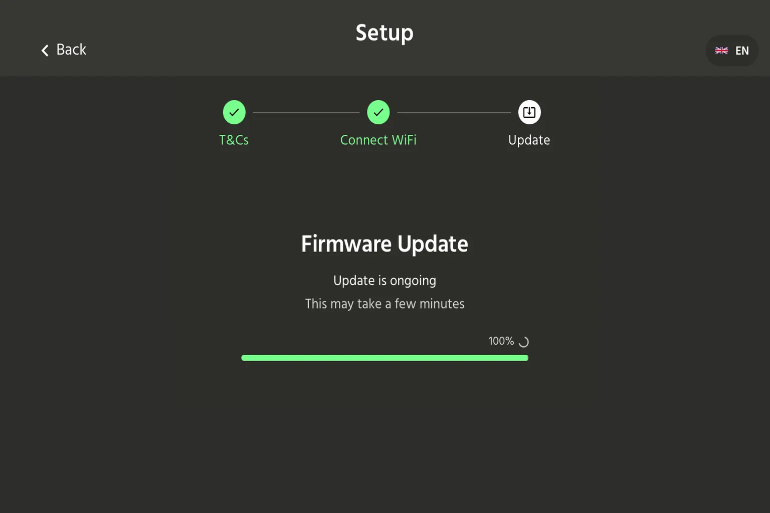 HandyOnboarding App zeigt The Handy 2 Pro als fertig eingerichtet und hebt den Connection Key hervor.