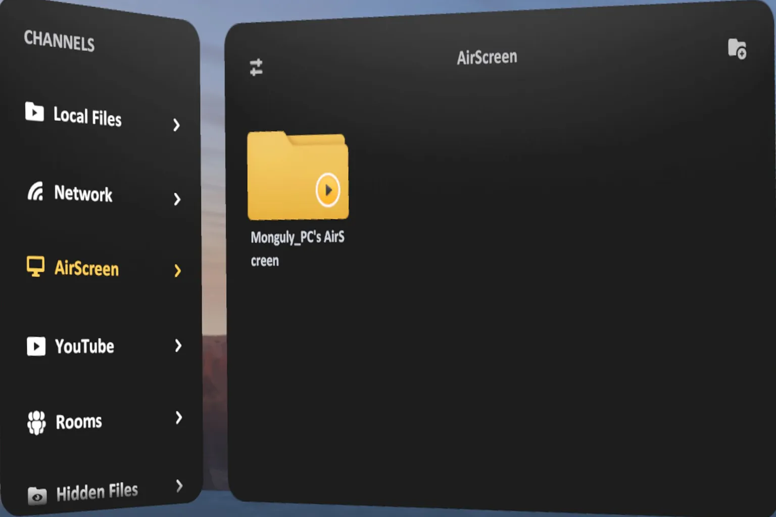 SKYBOX on Quest using AirScreen to correctly detect shared PC folders and display them as streaming sources
