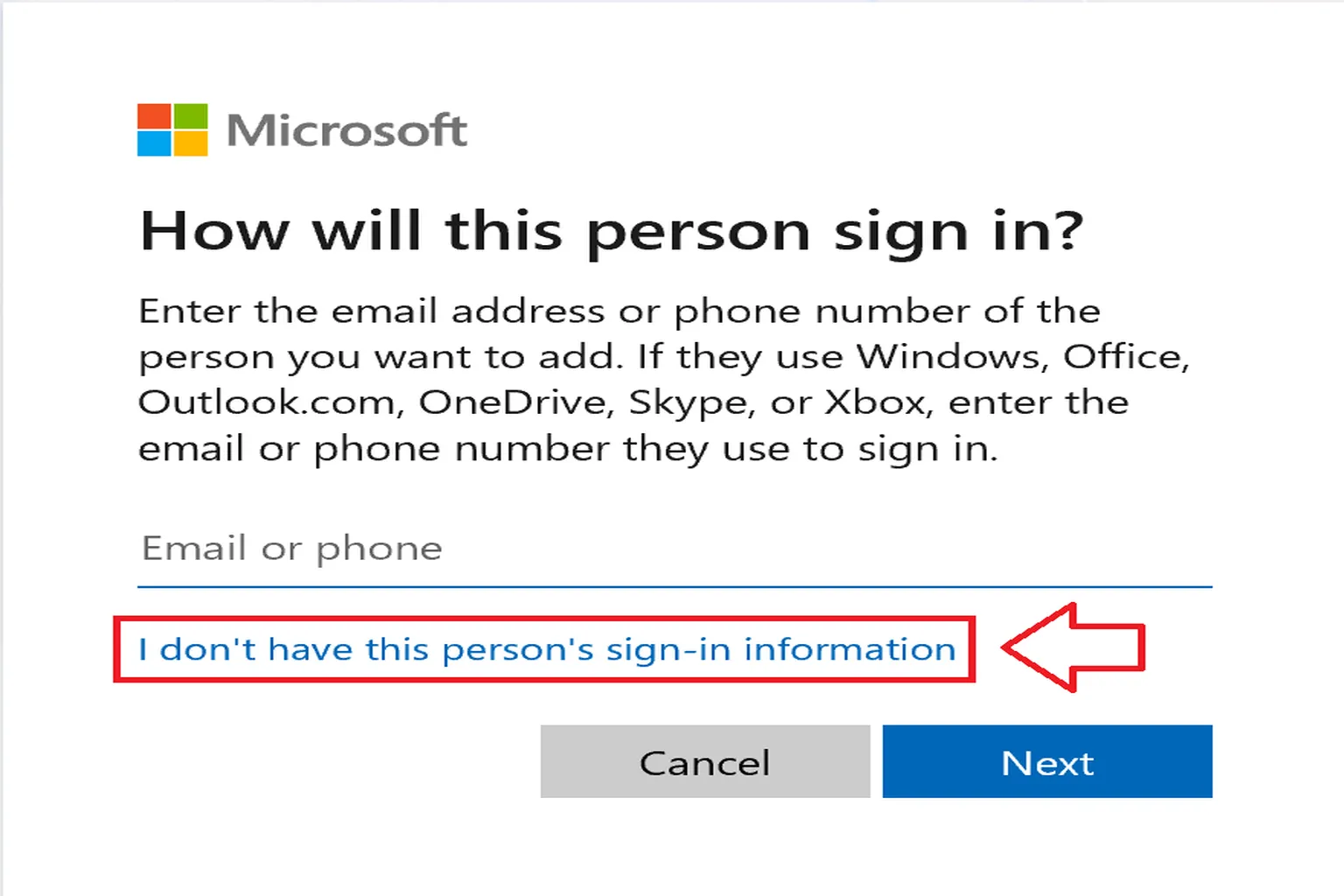 Creating a local user account that does not require a Microsoft account.