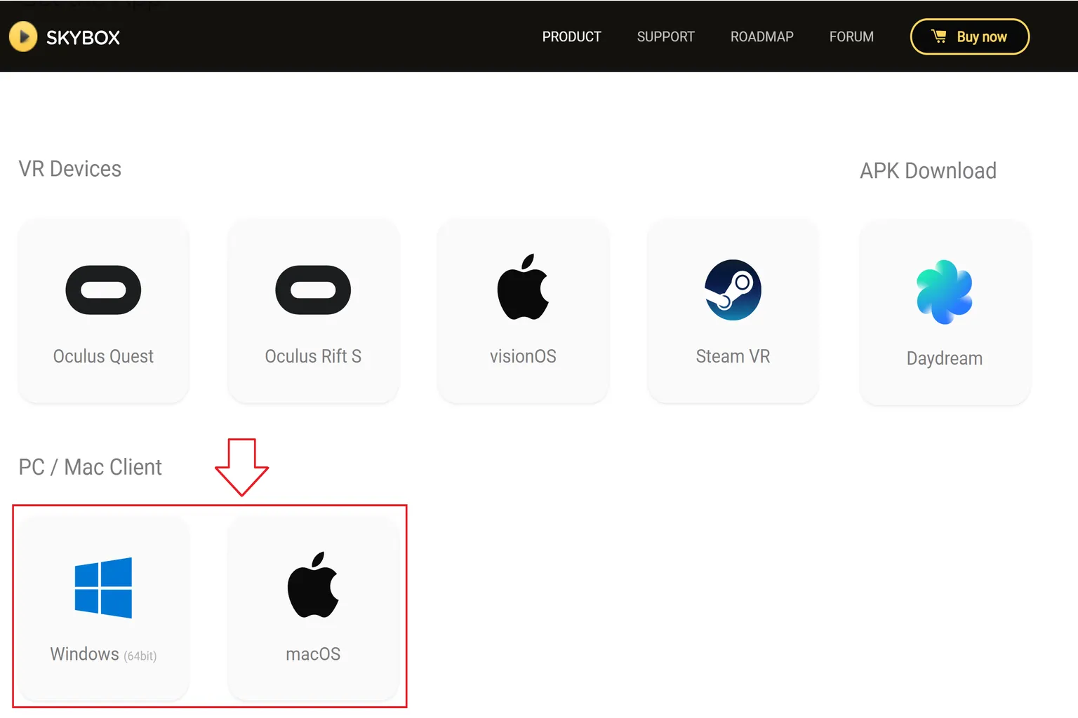 SKYBOX tutorial recommending downloading the AirScreen client for PC or Mac from the official site to enable streaming playback