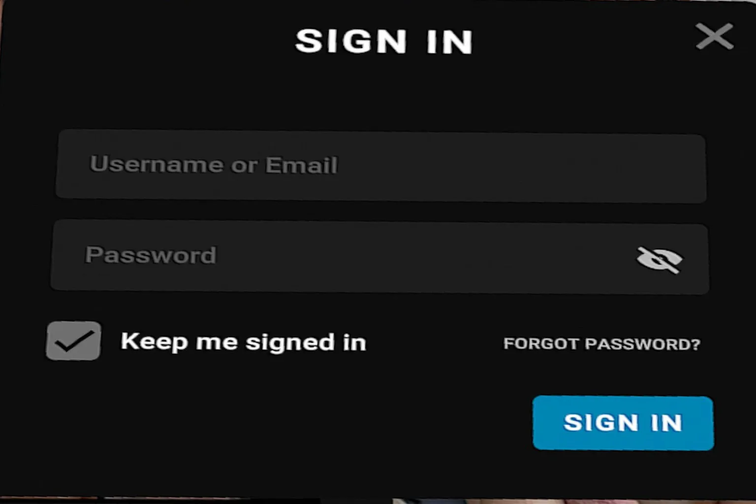 SLR login page where you enter your account name and password to sign in.