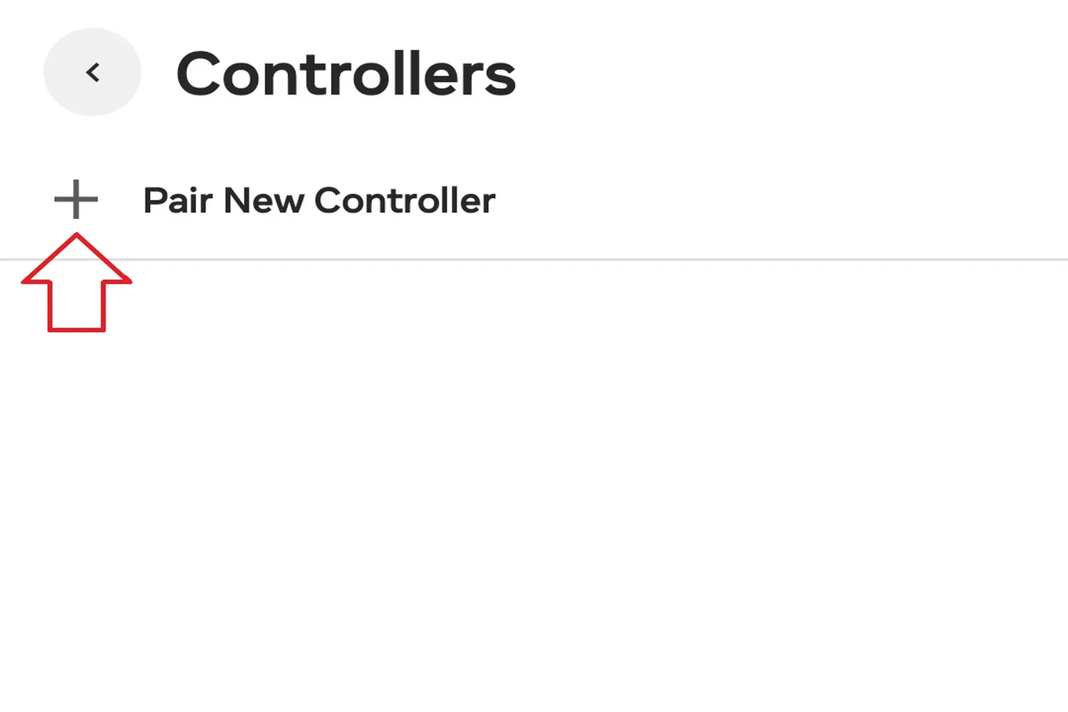 On the controller management page, tap Pair New Controller to start the setup process.