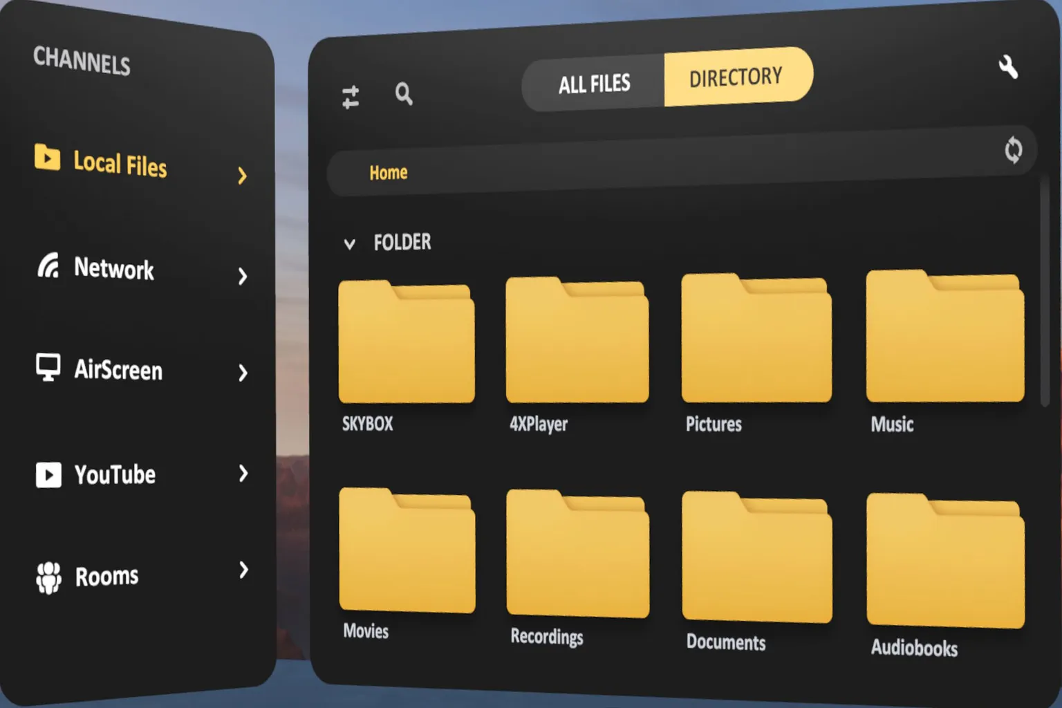 SKYBOX global display settings screen with the option to show hidden folders enabled.