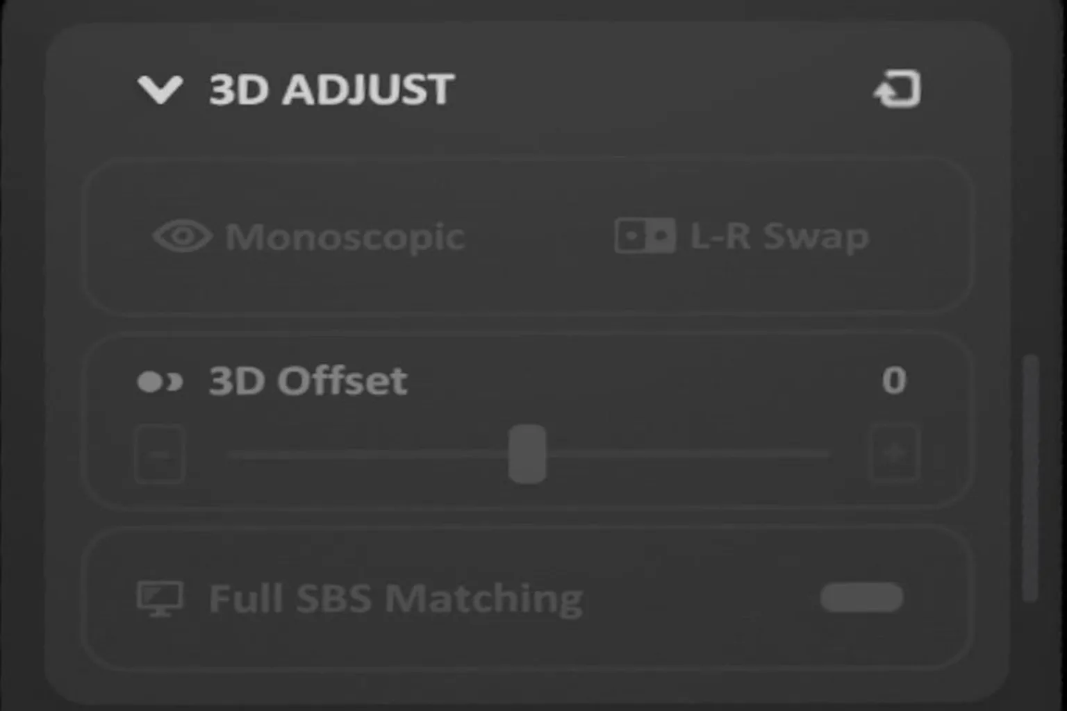 SKYBOX 3D adjustment menu including interpupillary distance (IPD) settings and full-width 3D display options.