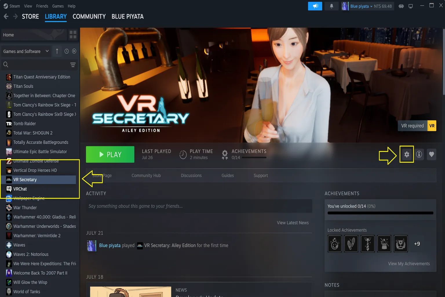 Right-clicking a game in the Steam library and preparing to locate the game folder to add it to Air Link.