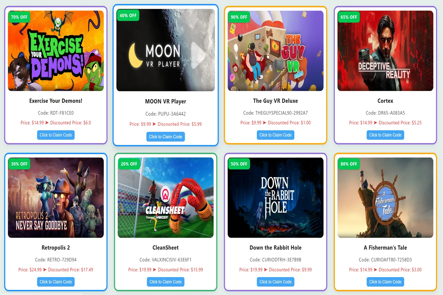 On the Quest Store coupon code page, entering the creator coupon section shows a list of games that support coupon code input.