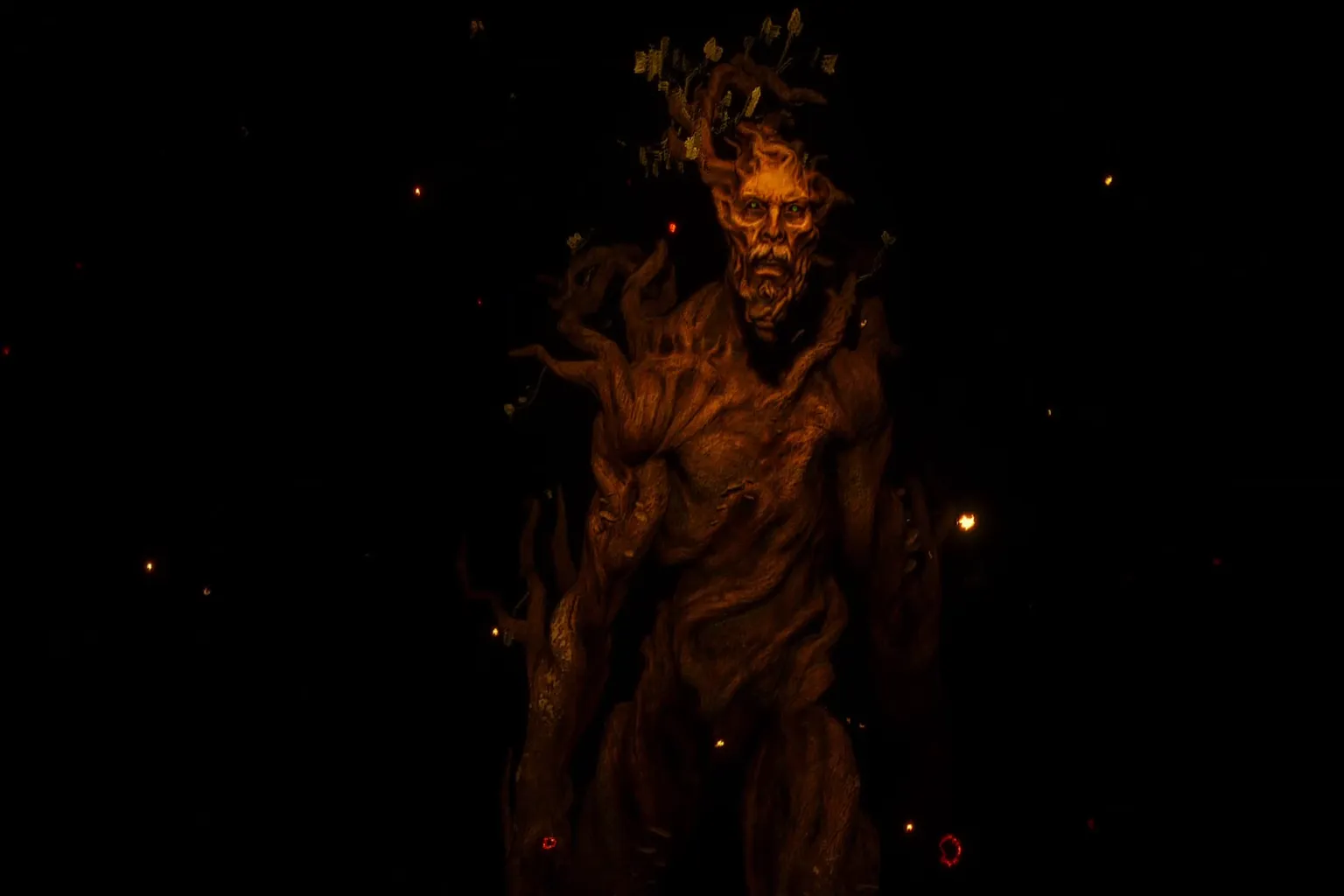 The forest spirit appearing at the beginning of Asgard’s Wrath, guiding the player through a mystical woodland scene.