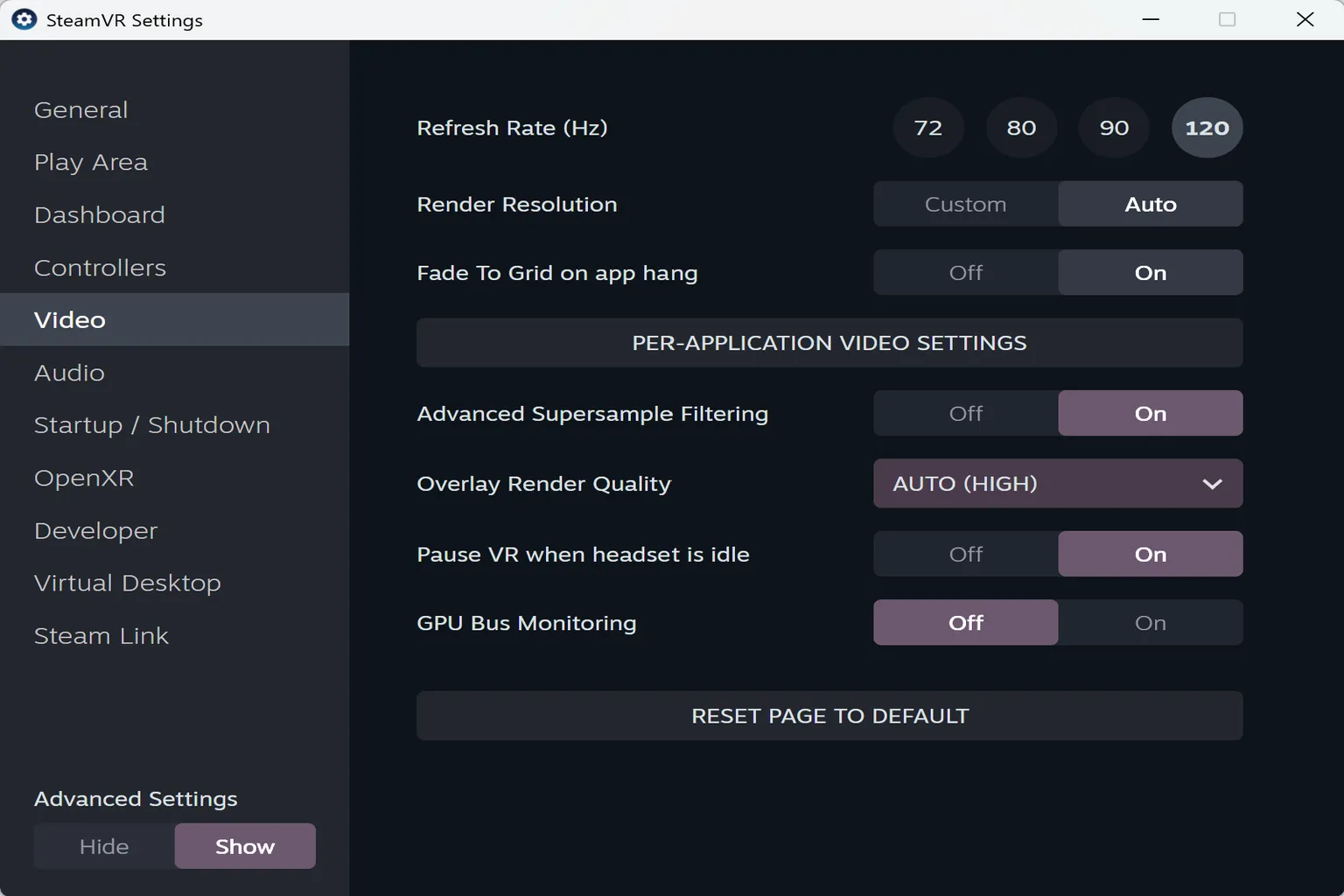 SIn SteamVR’s video settings, you can adjust things like refresh rate, UI visual quality, and how CPU and GPU resources are allocated.