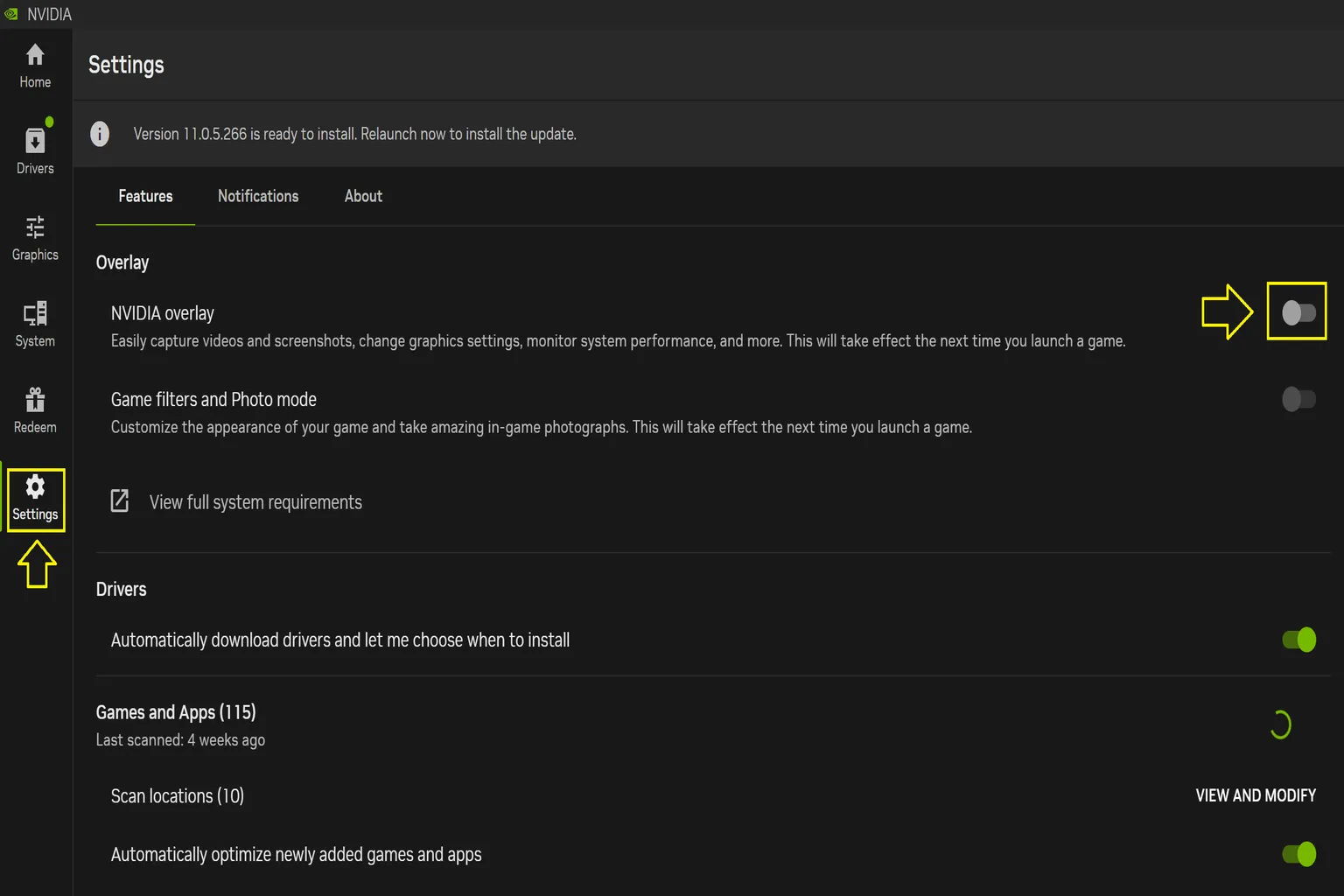 On the GeForce Experience settings page, it’s recommended to disable the graphics overlay (pop-up notifications) in the notification center. Turning this off helps prevent performance drops and unwanted interruptions while using Virtual Desktop.