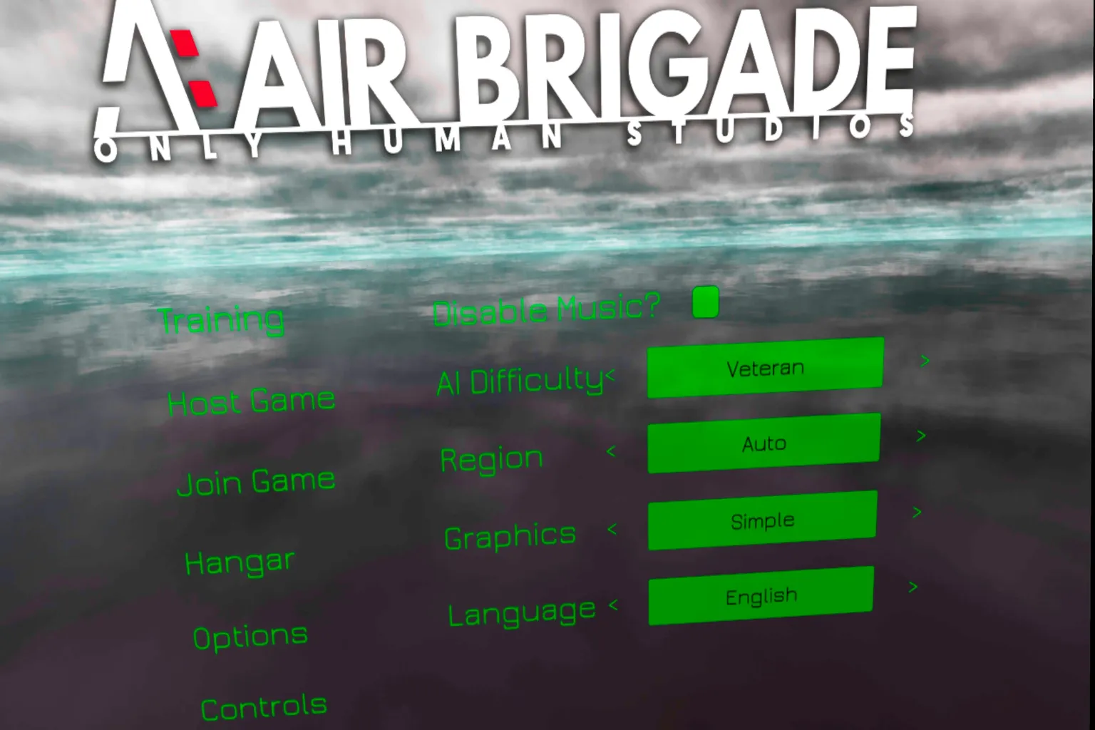 Settings screen with Chinese language support, allowing adjustments for AI difficulty and graphics quality.