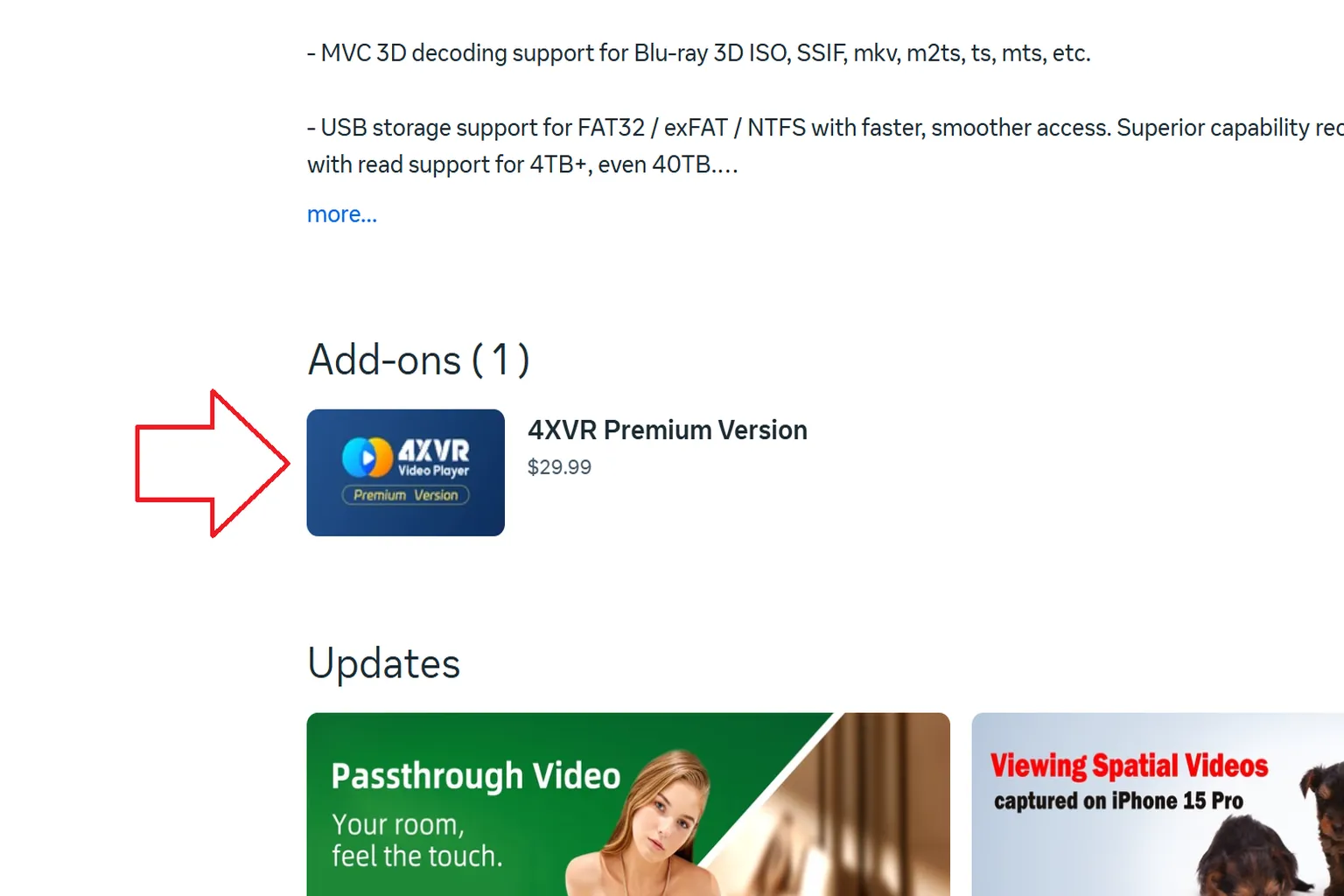 4XVR Premium Version paid DLC page showing a listed price of $29.99
