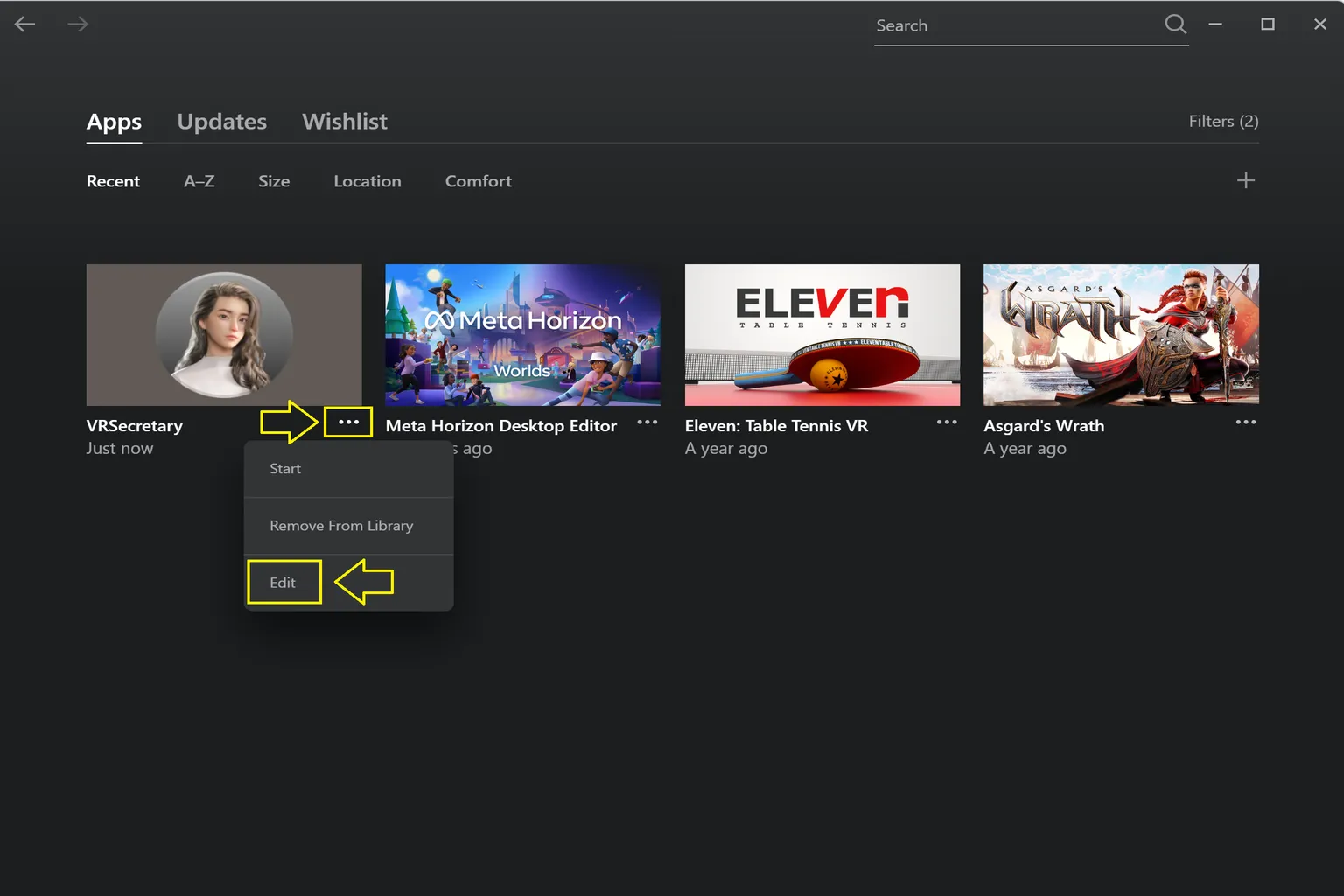 Right-clicking the game to rename it or change its icon, making it easier to recognize.