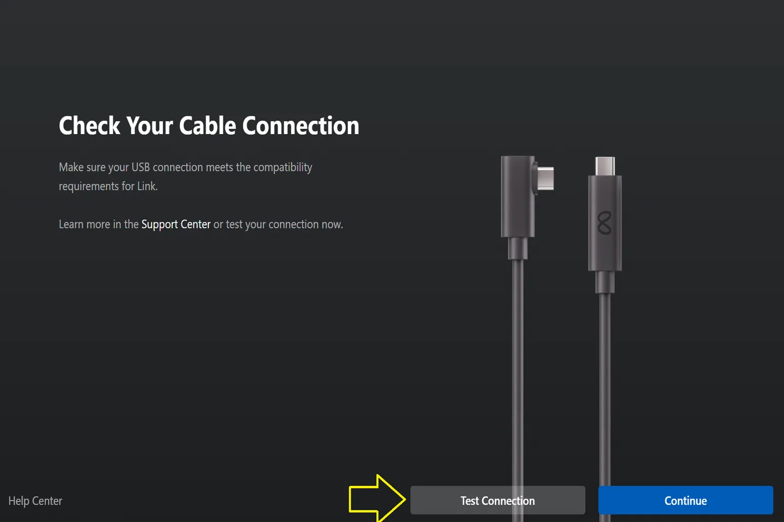 Link cable test result showing Compatible with 2.3 Gbps bandwidth over USB 3 connection