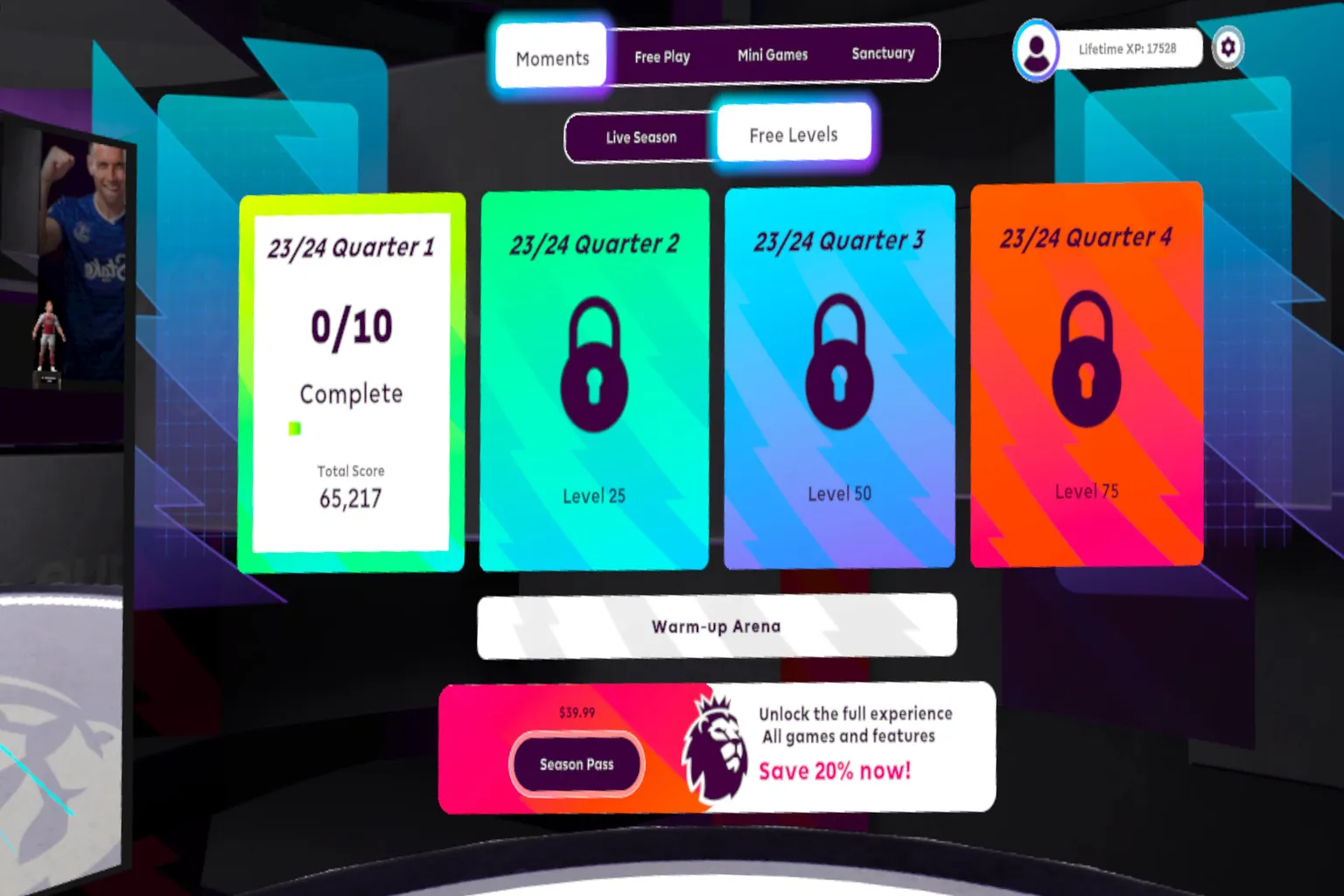 This is the season selection screen. There are four seasons in total, with more content unlocking over time.