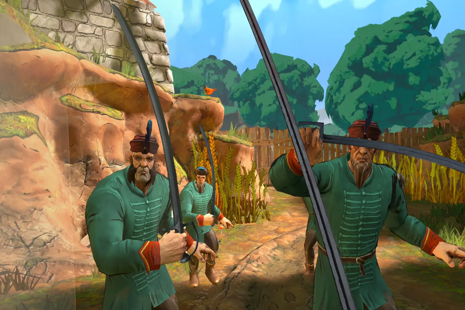 The player stands alone, surrounded by four enemies, yet holds their ground without hesitation. It’s a standoff filled with intensity and resolve.