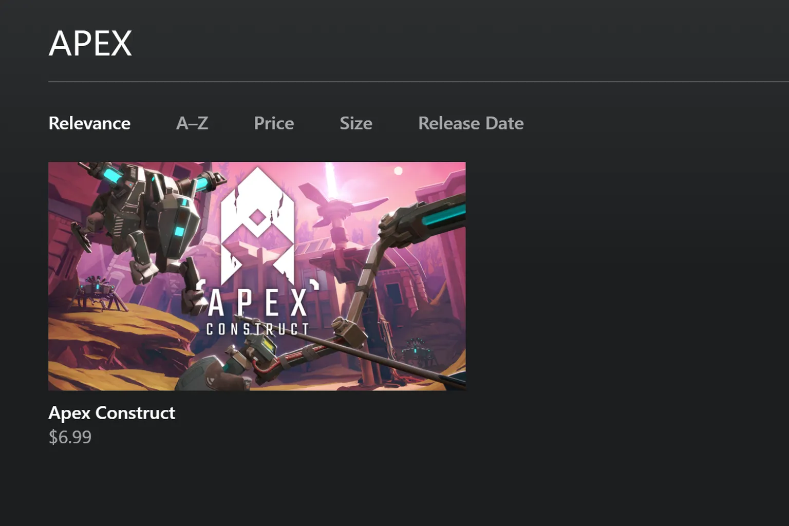 Searching for the same Horizon+ subscription game in the Meta PC Store shows it as unavailable for download or marked as Not Owned. This confirms that games obtained via subscription do not include Cross-Buy.