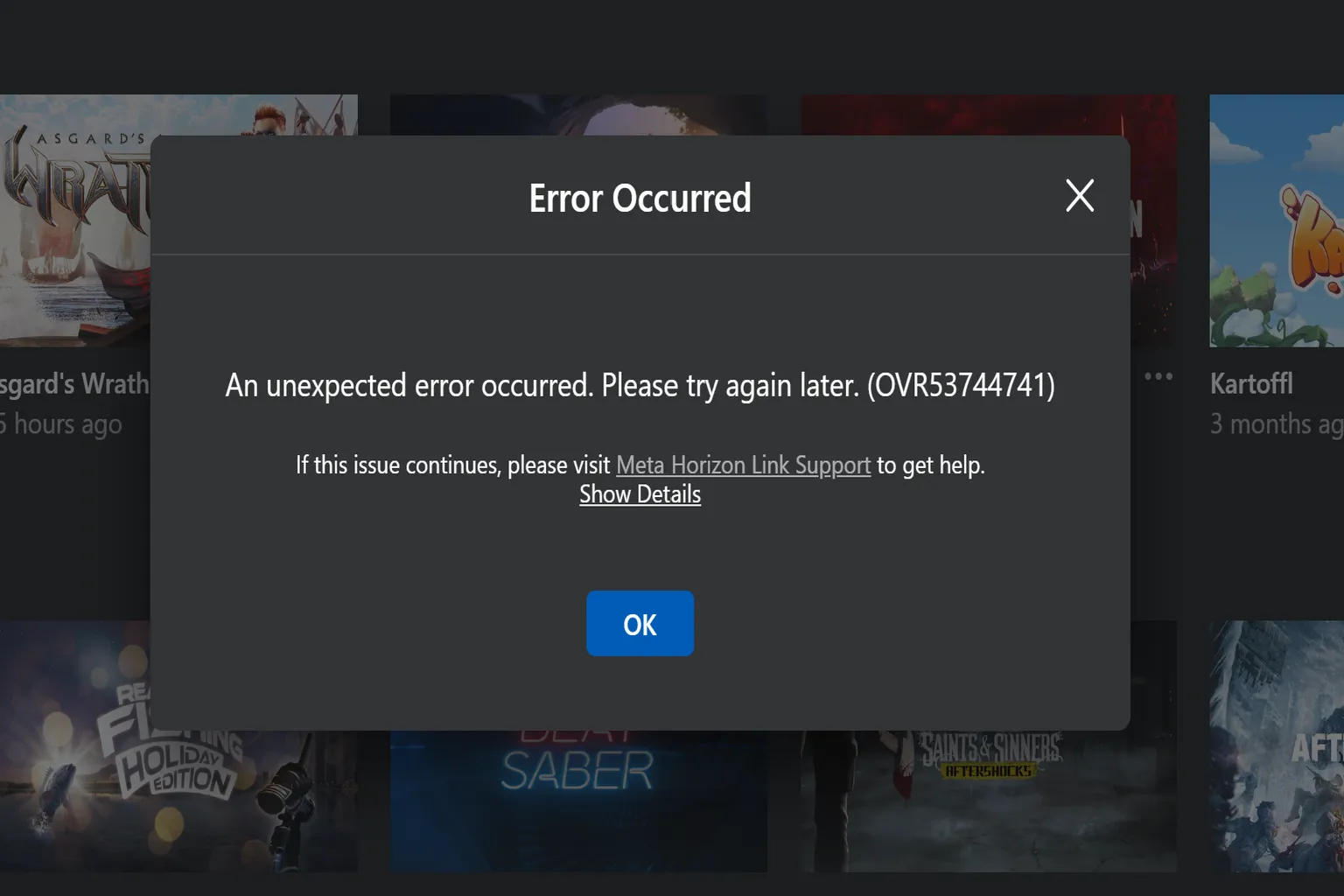 With the recent Air Link update, you can no longer add non-Meta titles. When you try to connect, it shows the error code OVR53744741.