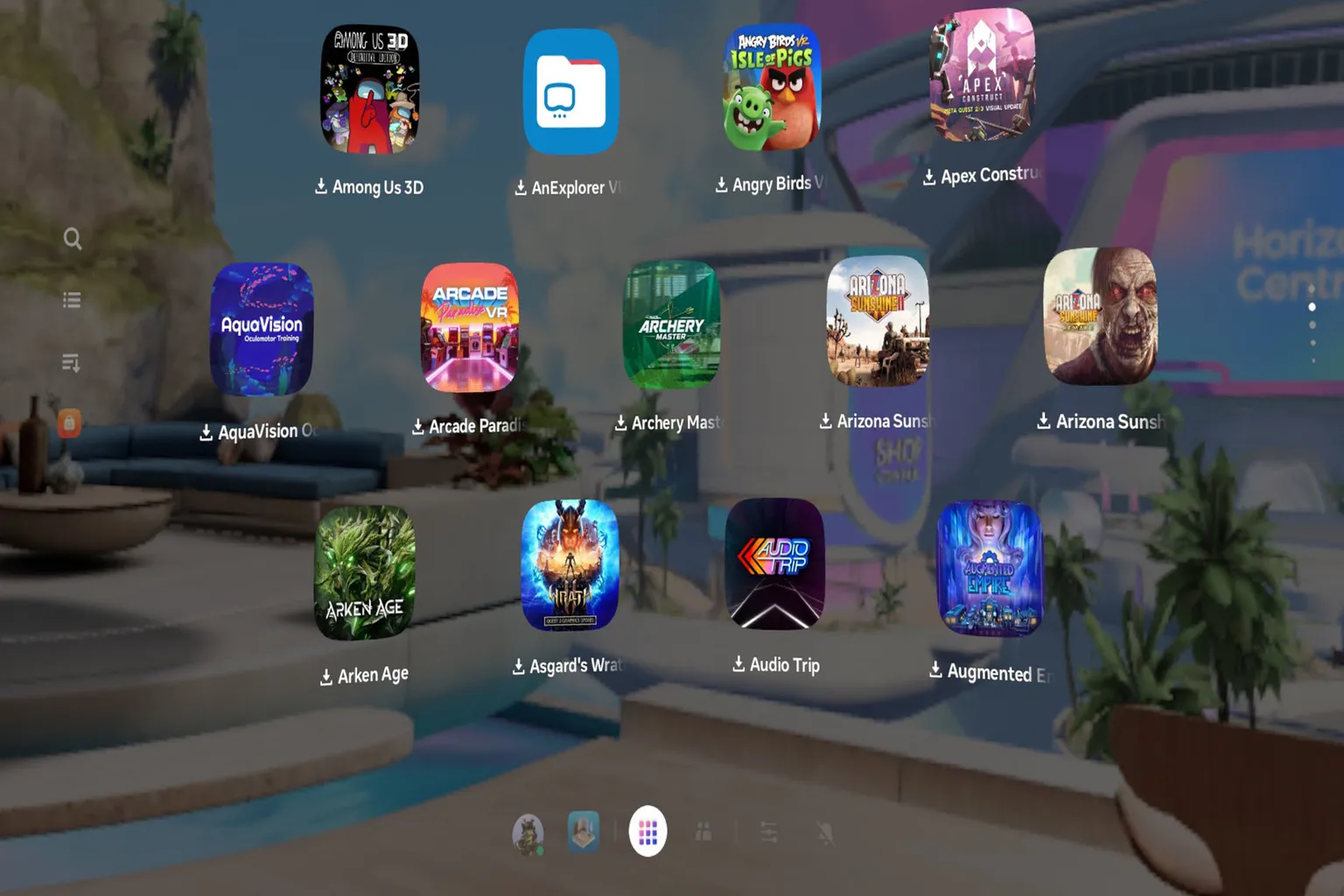 Meta Quest library showing shared apps available on the headset after enabling app sharing