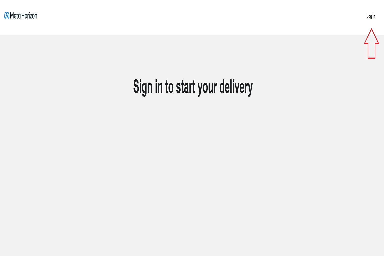 Meta Horizon casting website login page with the Log in button highlighted