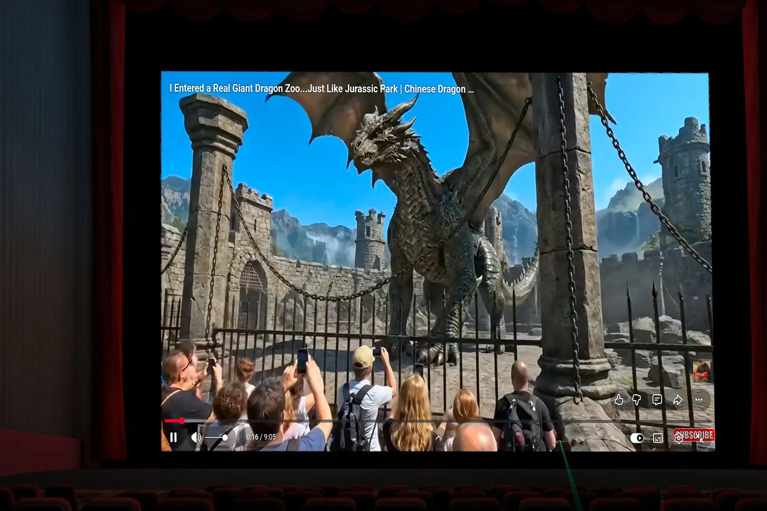 Bigscreen playing a YouTube video in a virtual theater