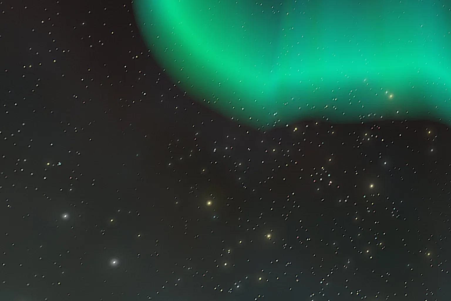 Fondo virtual Aurora de DeoVR con cielo estrellado y luces verdes.