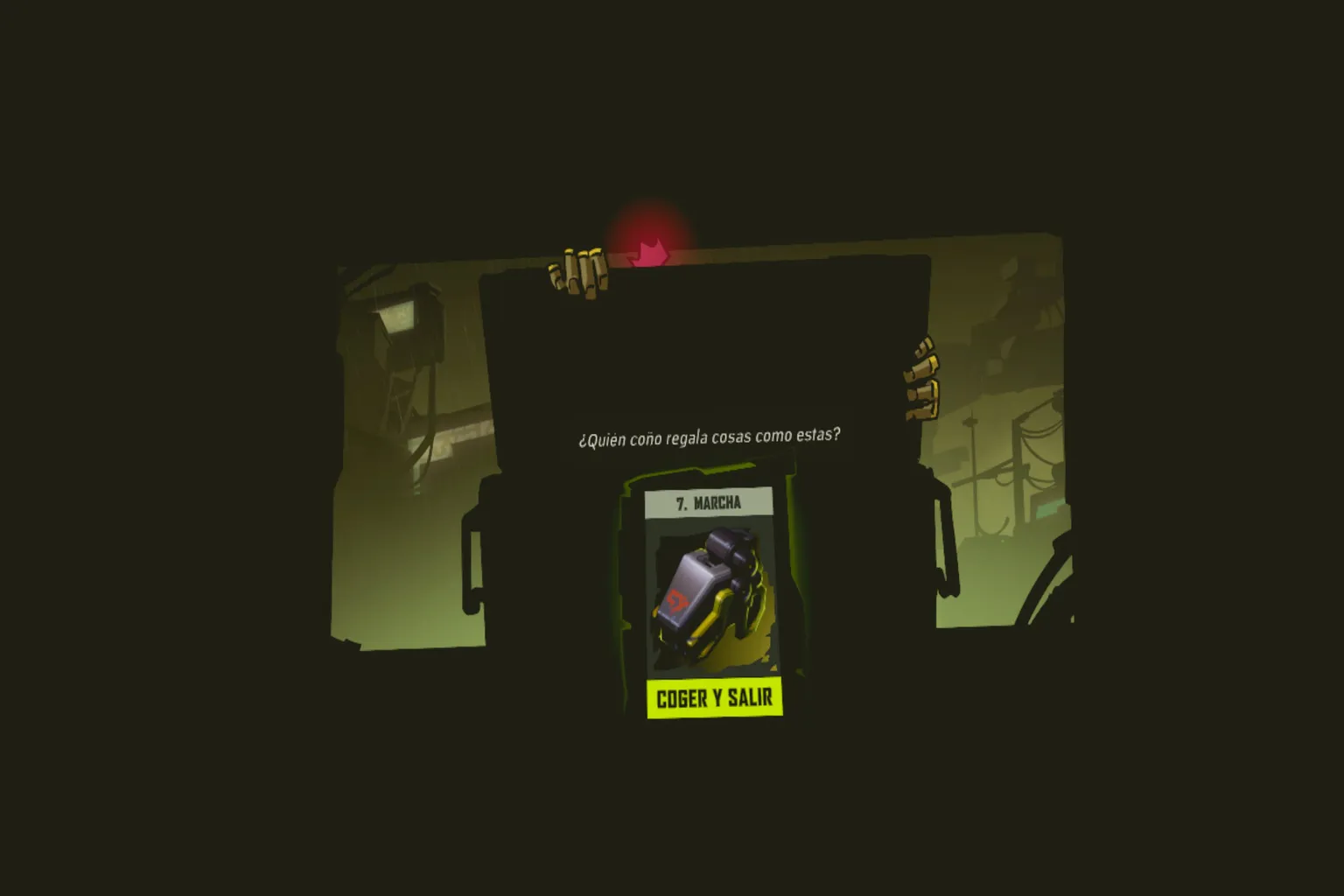 Evento con una recompensa misteriosa y la opción de cogerla y salir.