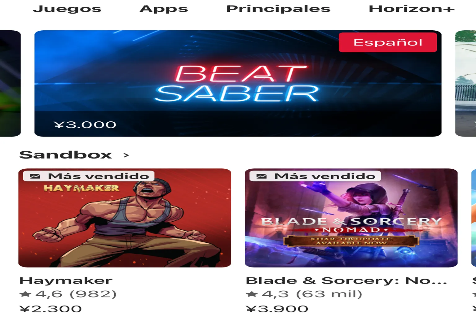 Beat Saber aparece a 3000 yenes en la Meta Quest Store de Japón.