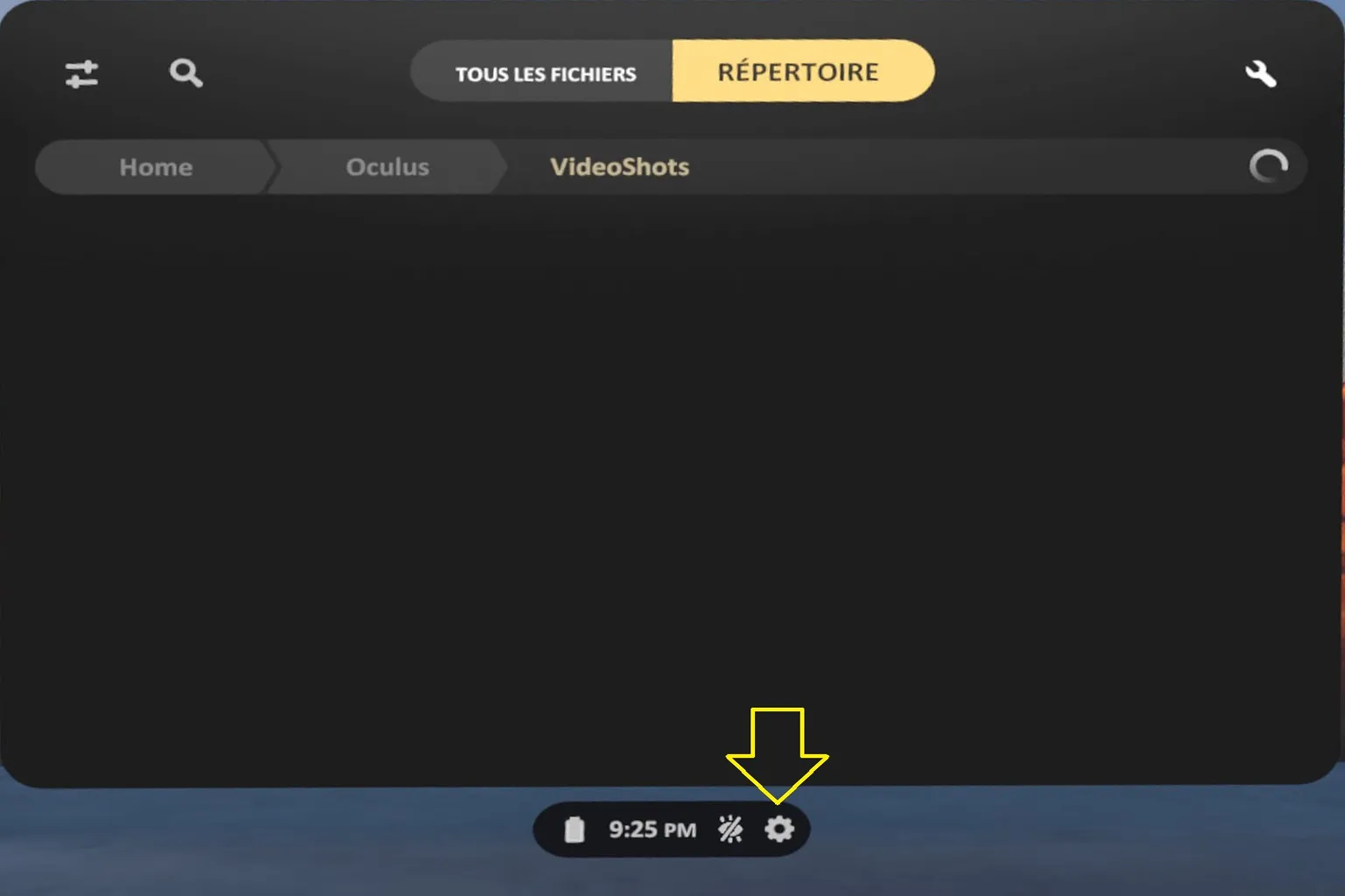 Menu de gestion des fichiers SKYBOX VR avec l’option Masquer le dossier sélectionnée