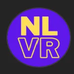 Logo NLVR violet et jaune sur fond circulaire