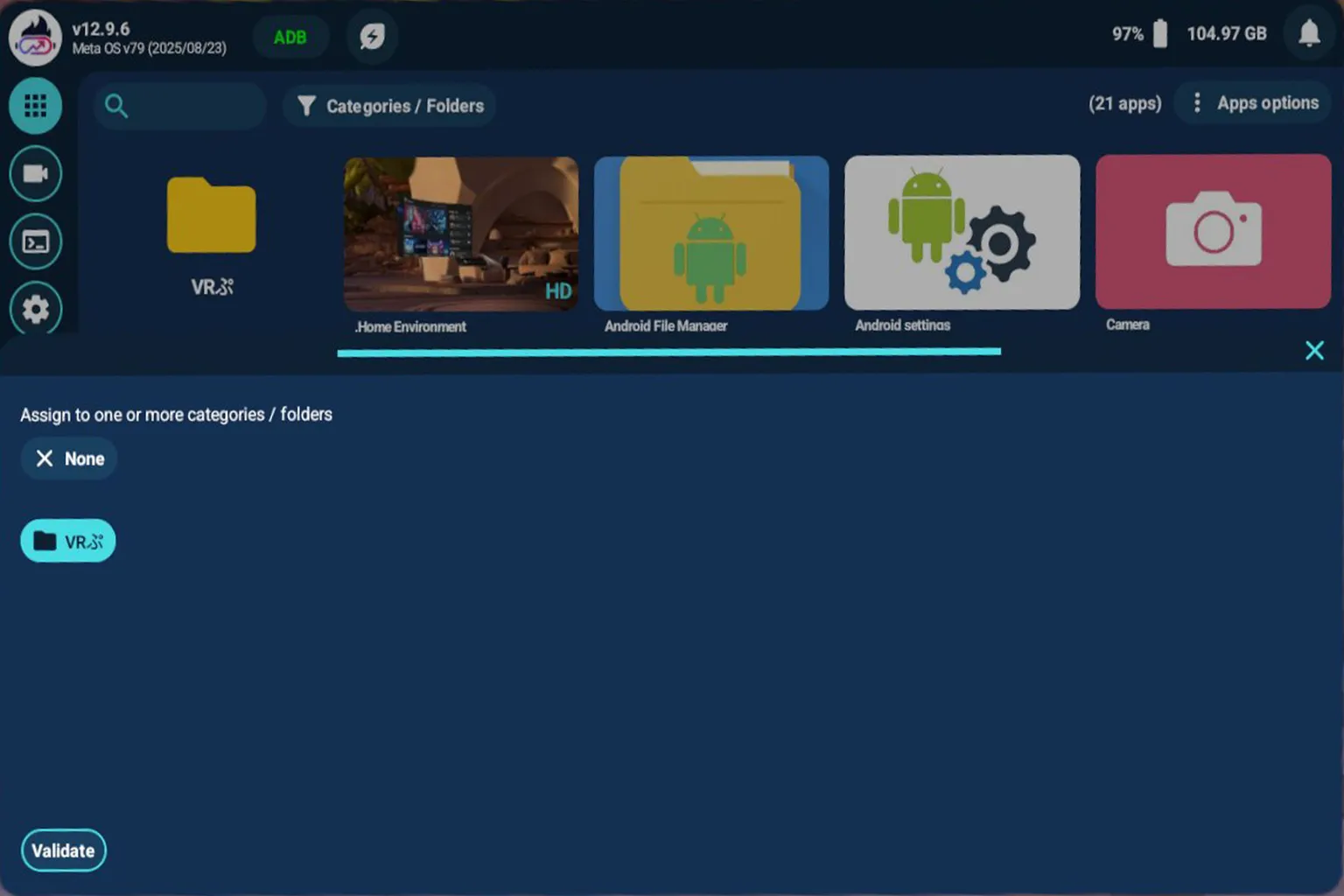 ゲームが複数のカテゴリに割り当てられており、同時に「ACT」と「game」フォルダに属していることが表示されている。