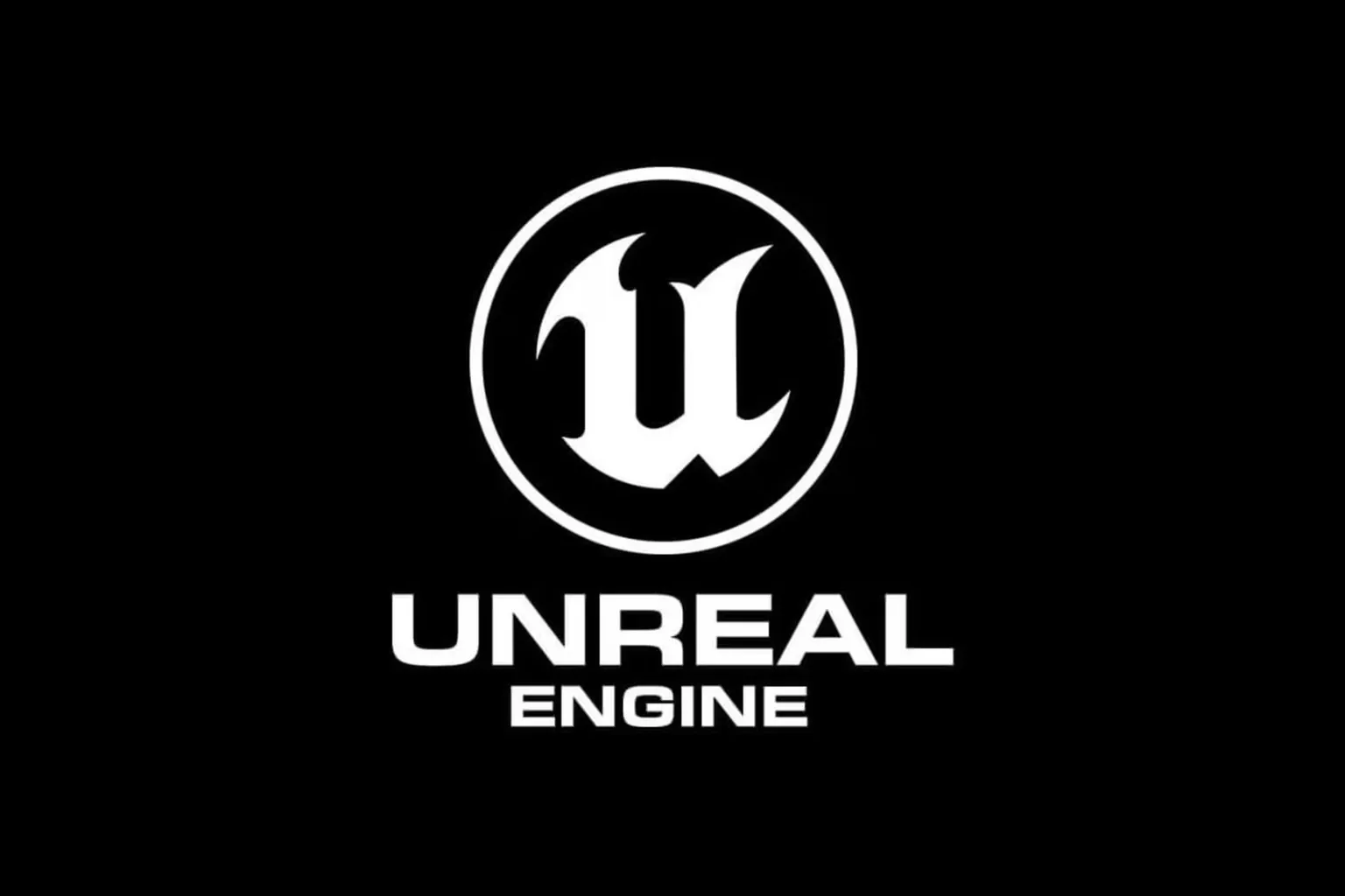 黒地に白文字のUnreal Engineロゴ。 UEVRが対応している主要なゲームエンジンプラットフォームのひとつ。