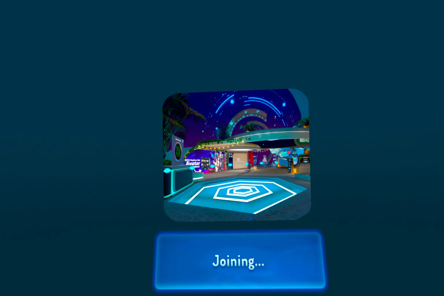 ログインが終わると「Joining」の画面が表示され、VRChatのデフォルトロビー(初期ワールド)に入る準備が始まるぞ。