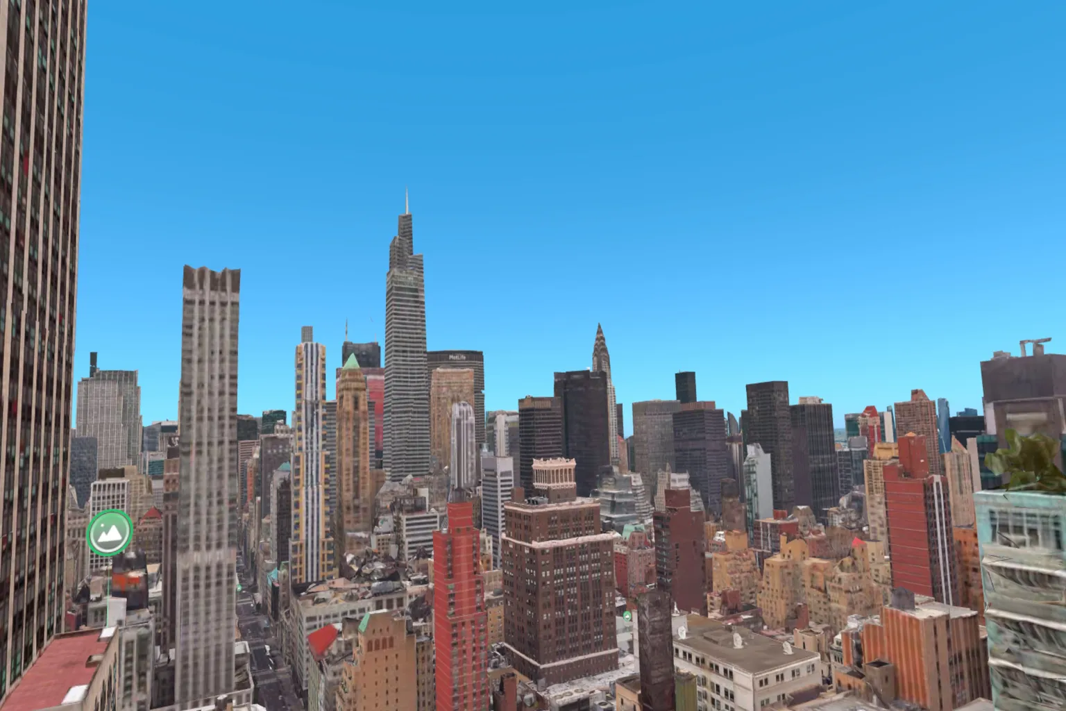 Wooorld のニューヨーク3Dシーン。摩天楼がびっしり並び、リアルなスケールで都市構造を再現。