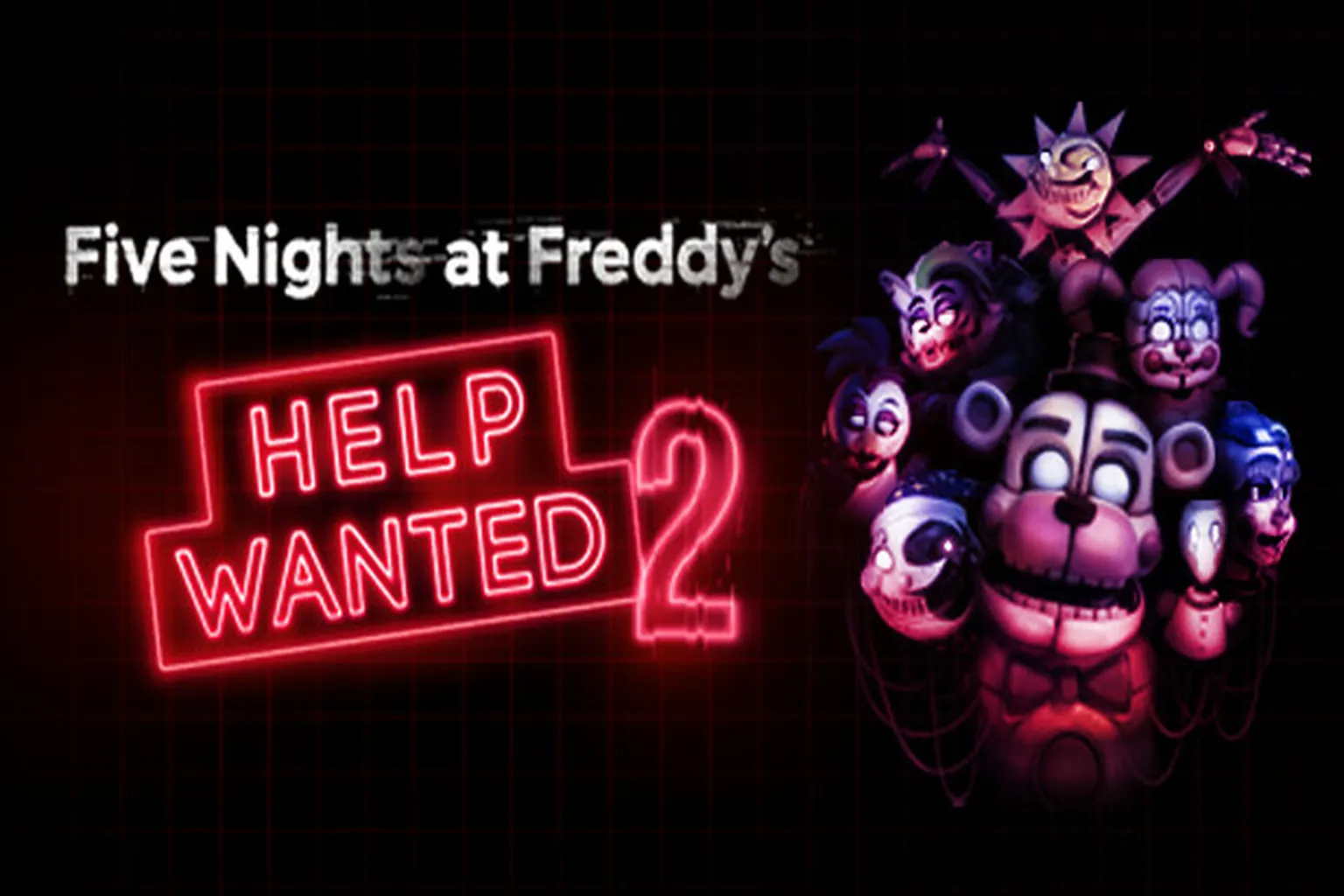 Five Nights at Freddy’s Help Wanted 2 のメイン画面タイトルとキャラクター集合ビジュアル