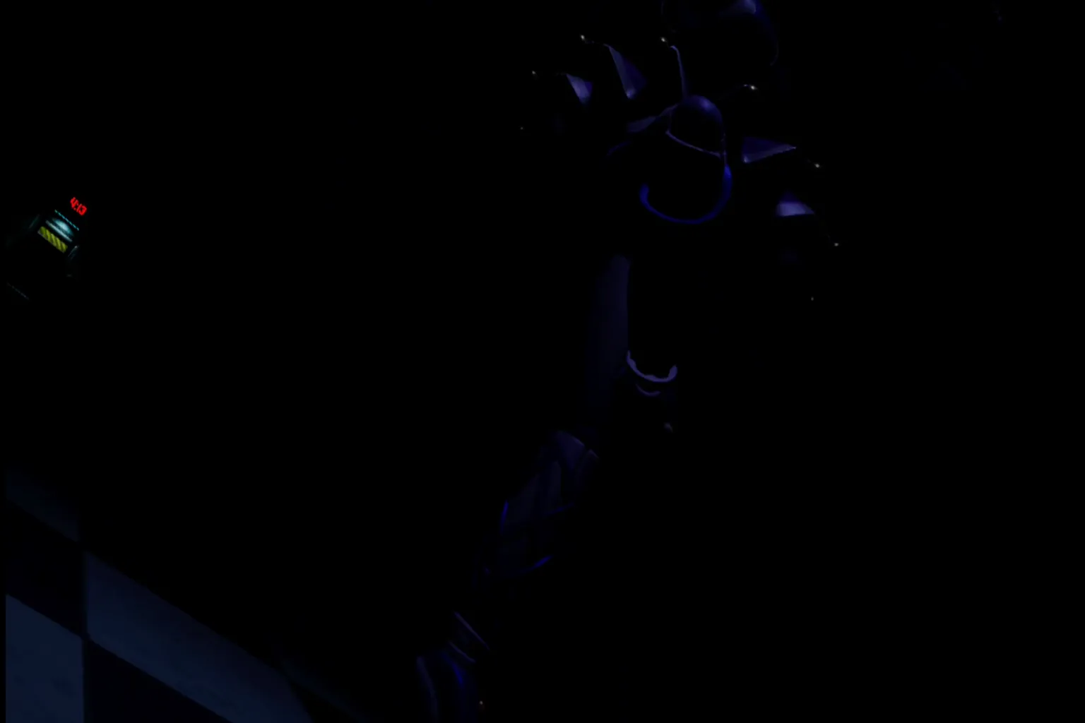 Ballora がプレイヤーの前をゆっくり通り過ぎる暗いシーン