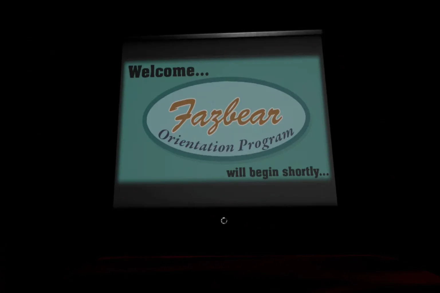 Fazbear Orientation Program の歓迎スライド画面